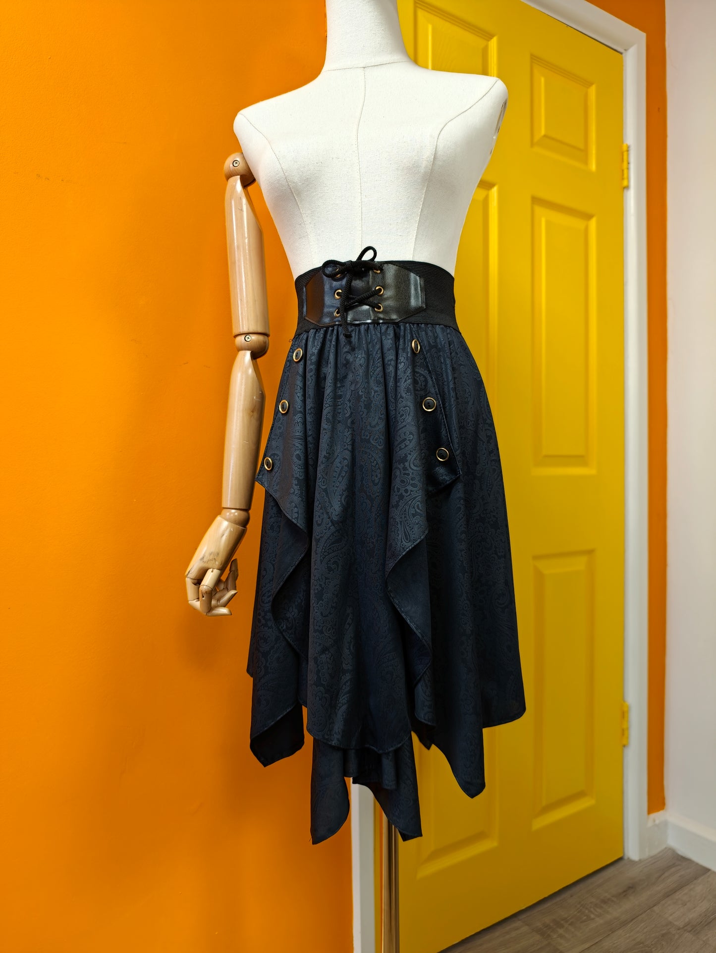 1980s black paisley skirt - S/M