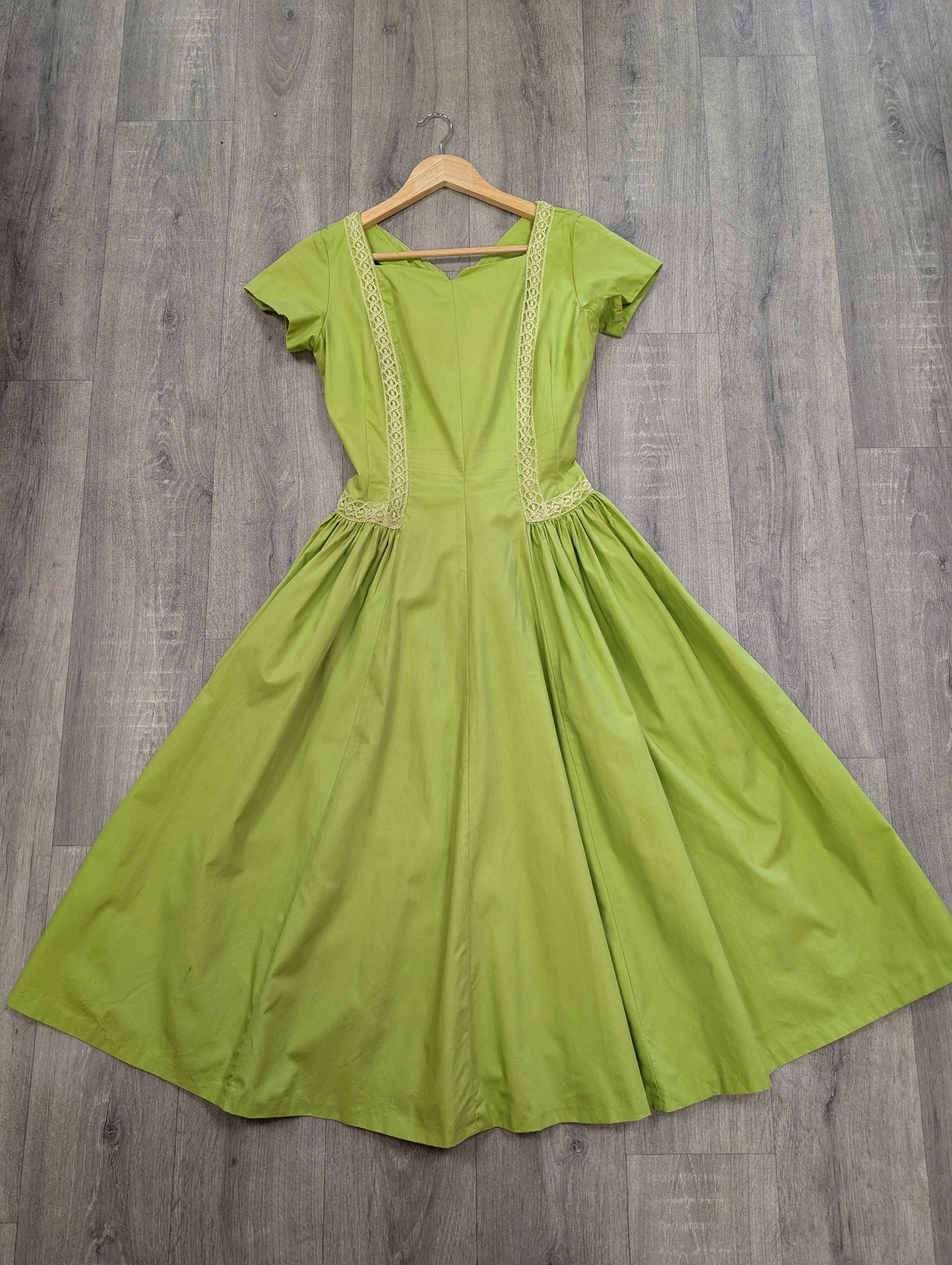 1950s Rhona Roy green cotton dress - XS/S/6/8