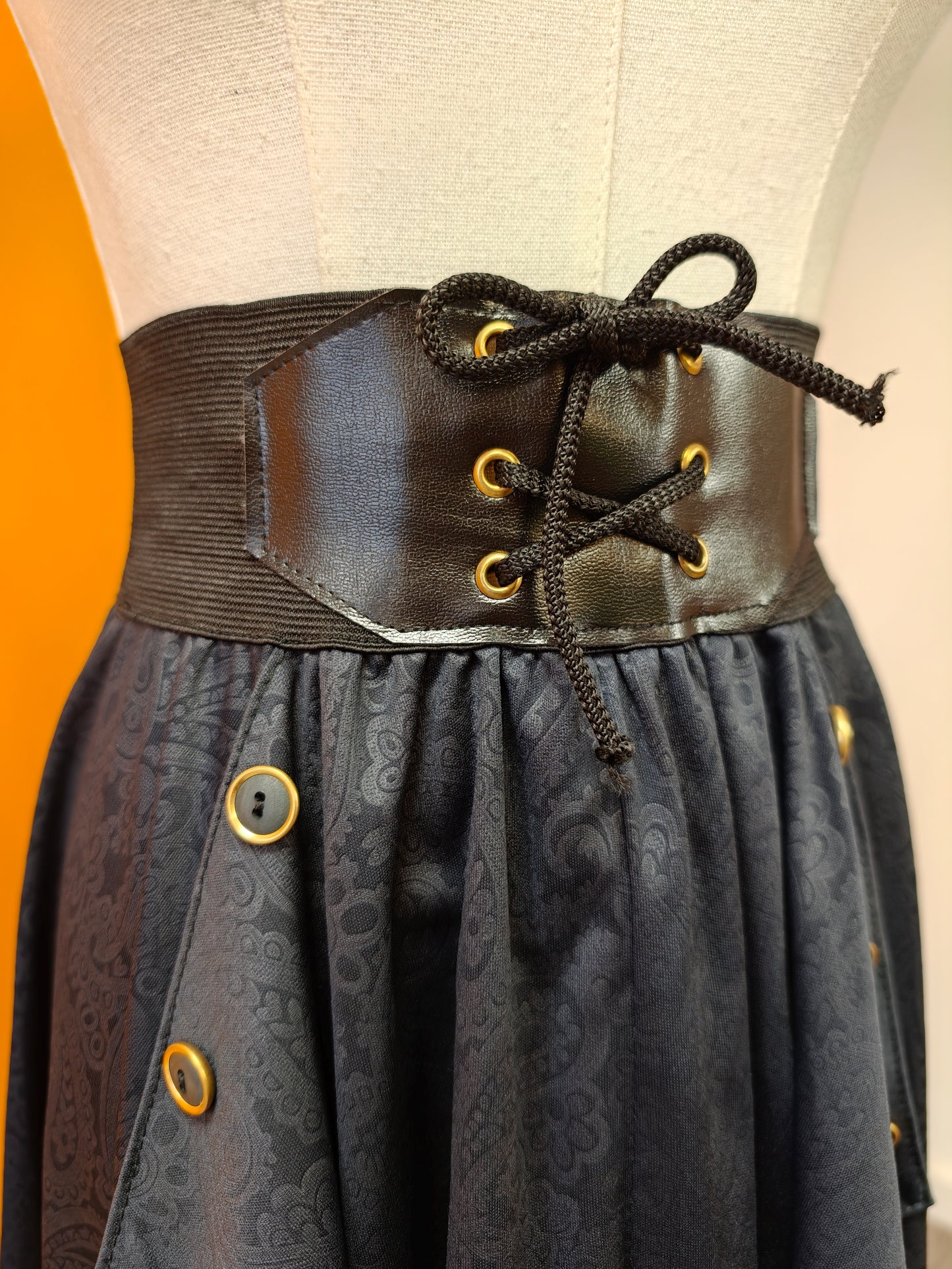 1980s black paisley skirt - S/M