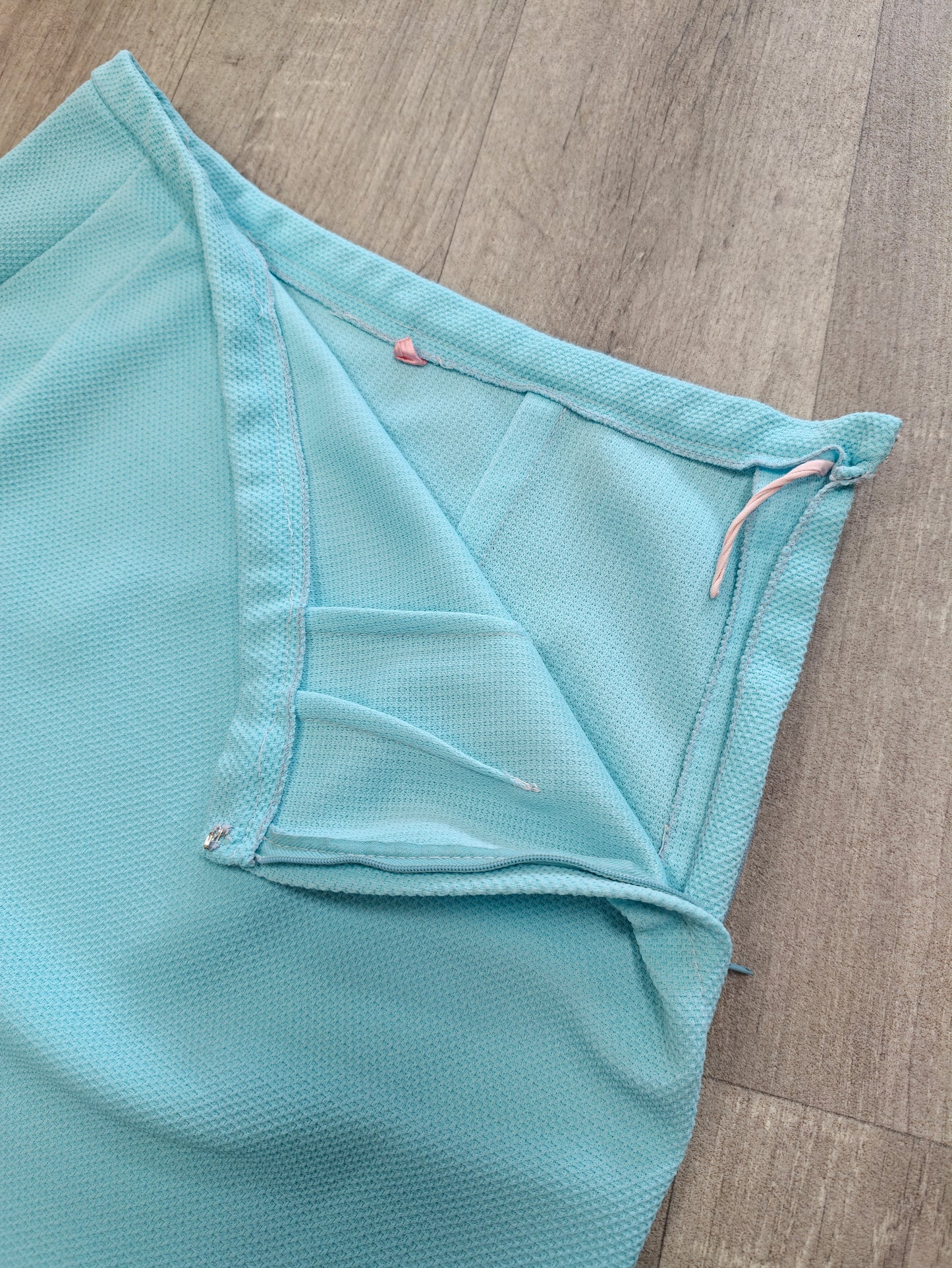 1960s blue crimplene skirt suit - M/14