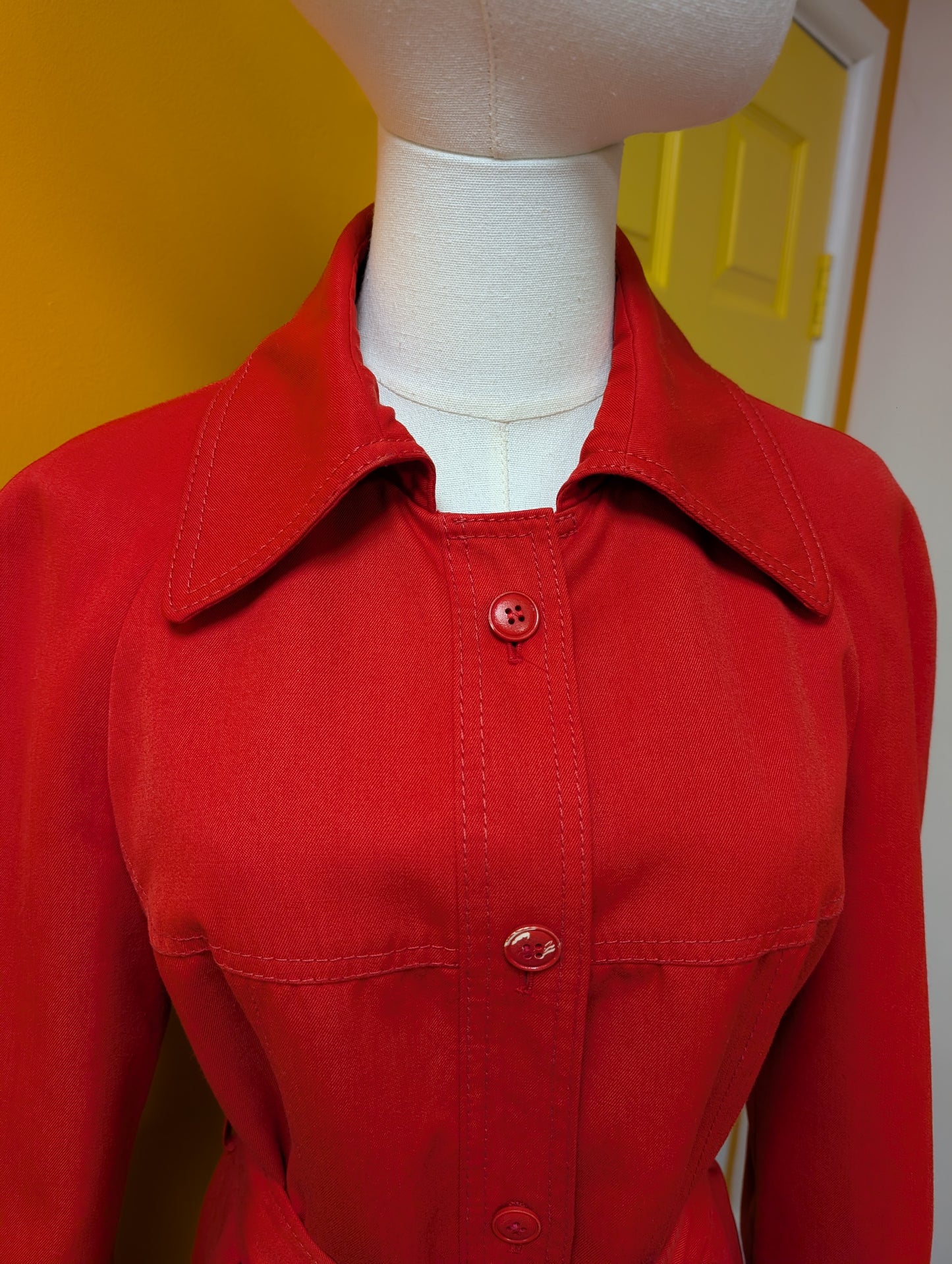 1970s St Michael red belted coat - S/M