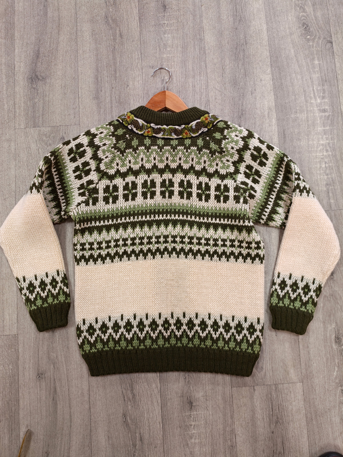 Norwegian green wool cardigan - S