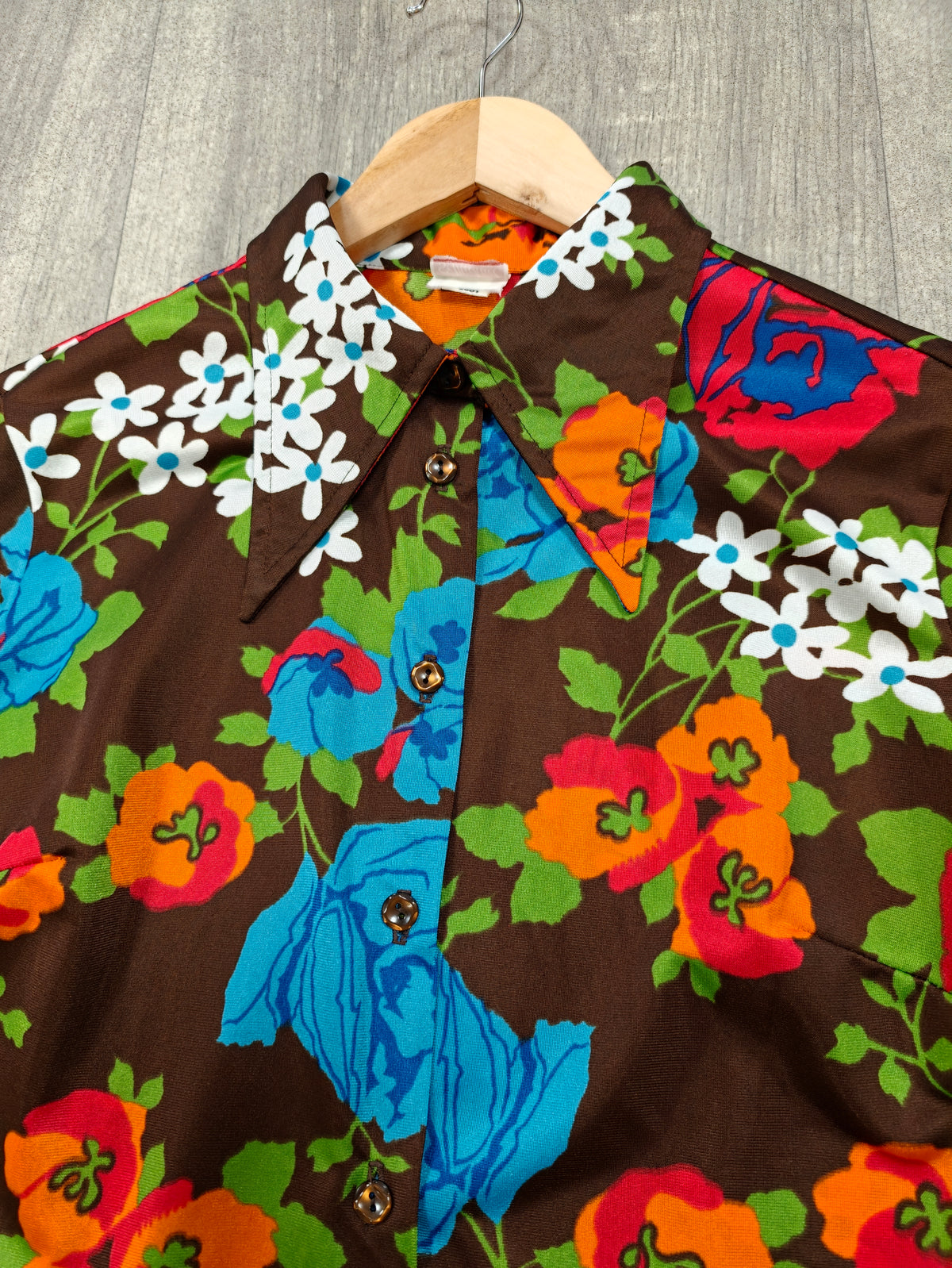 1970s St Michael floral balloon sleeve shirt - M