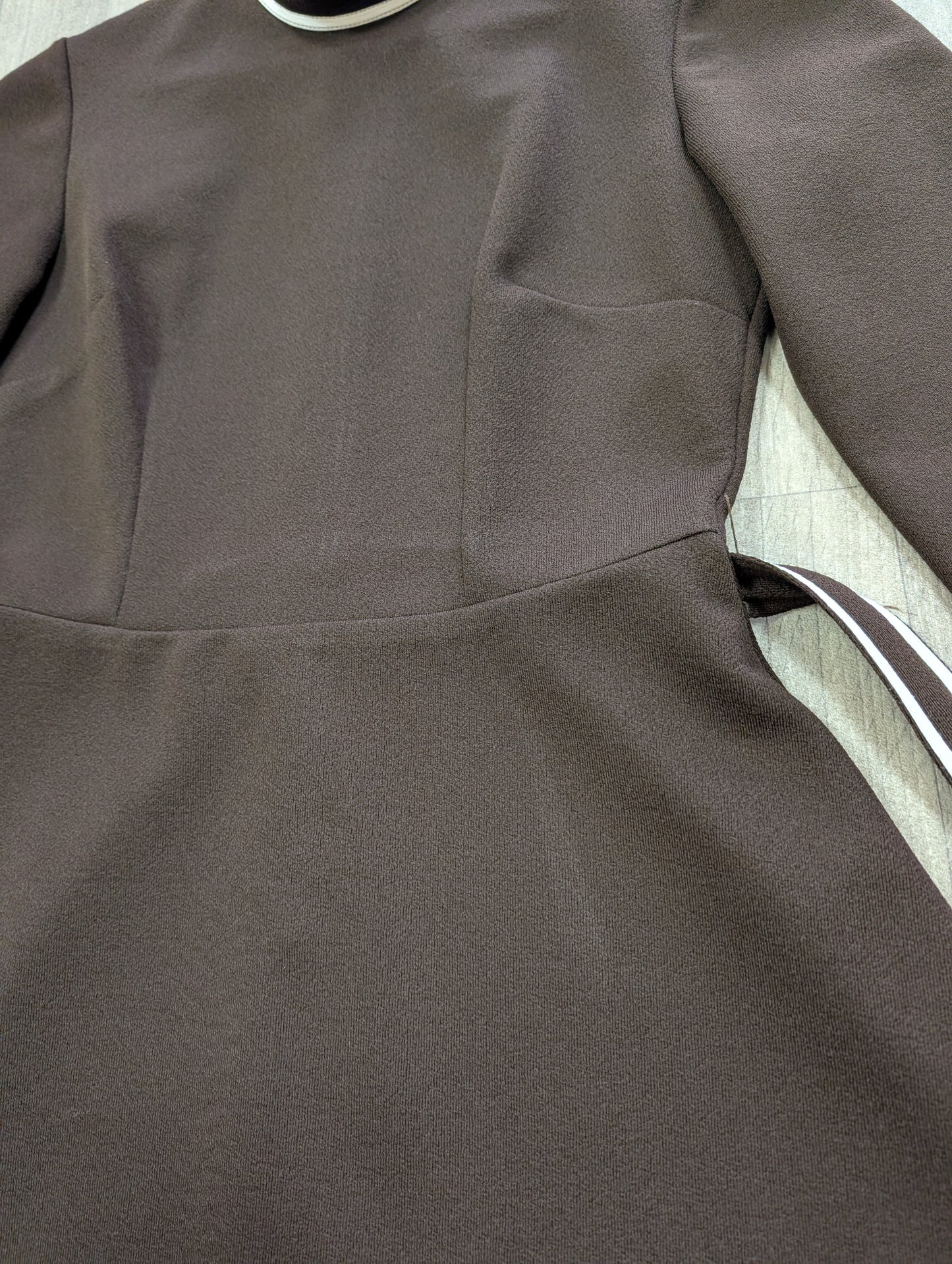 60s/70s brown crimplene dress - S/10