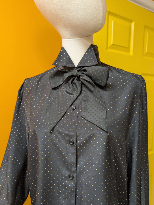 1980s Peepers blouse with neck tie - S/M