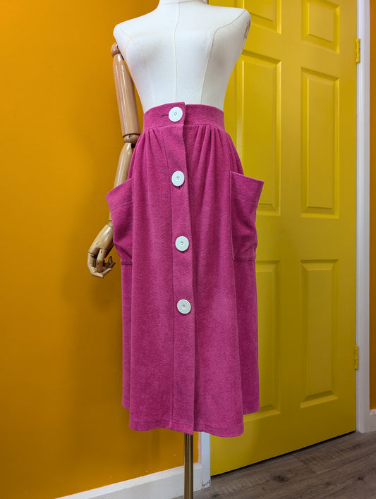 70s/80s Jersea of Sweden pink towelling skirt - 27" waist