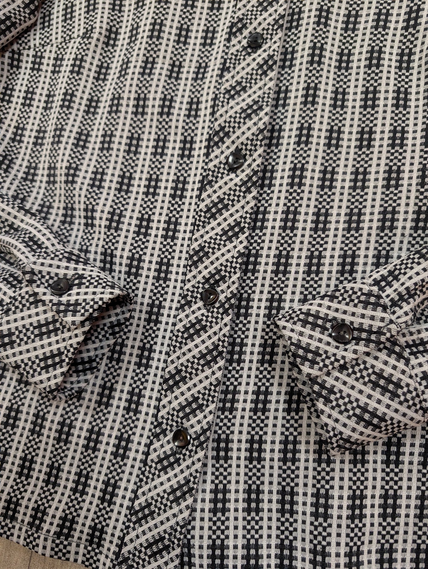 1970s St Michael crimplene dagger collar shirt - S