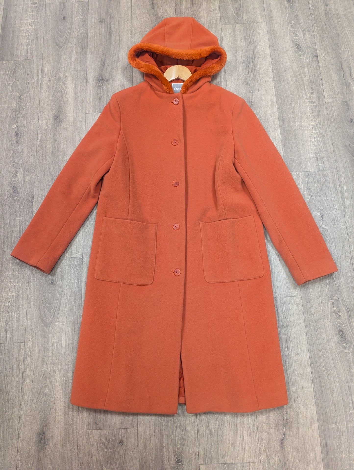 1990s Etam wool and cashmere blend hooded coat - M
