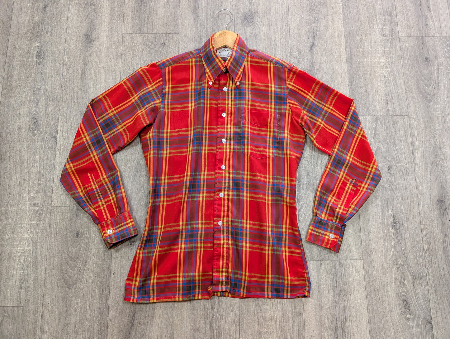 1970s Brutus Trimfit check shirt button down collar