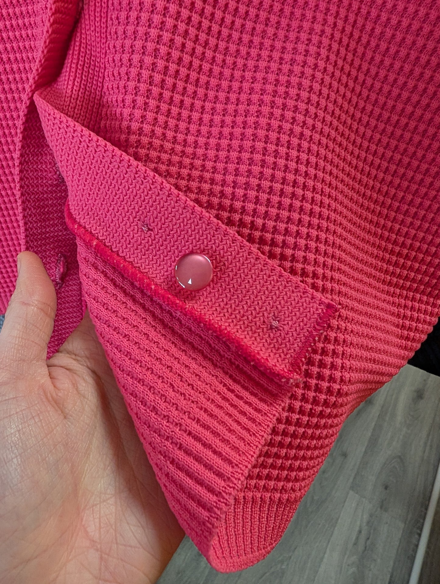 1960s pink crimplene cardigan - S/M