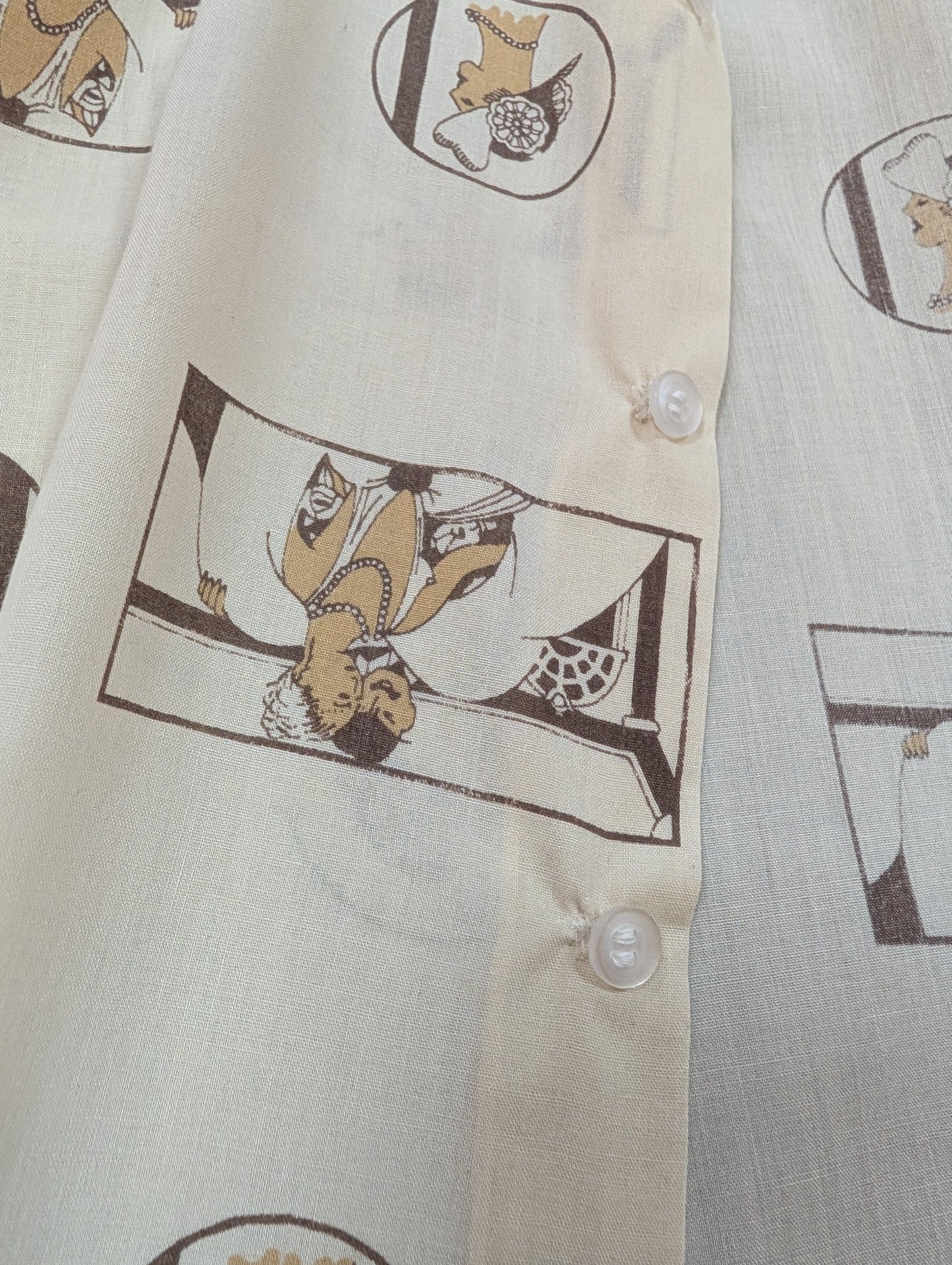 1970s Dickens novelty Art Deco print shirt