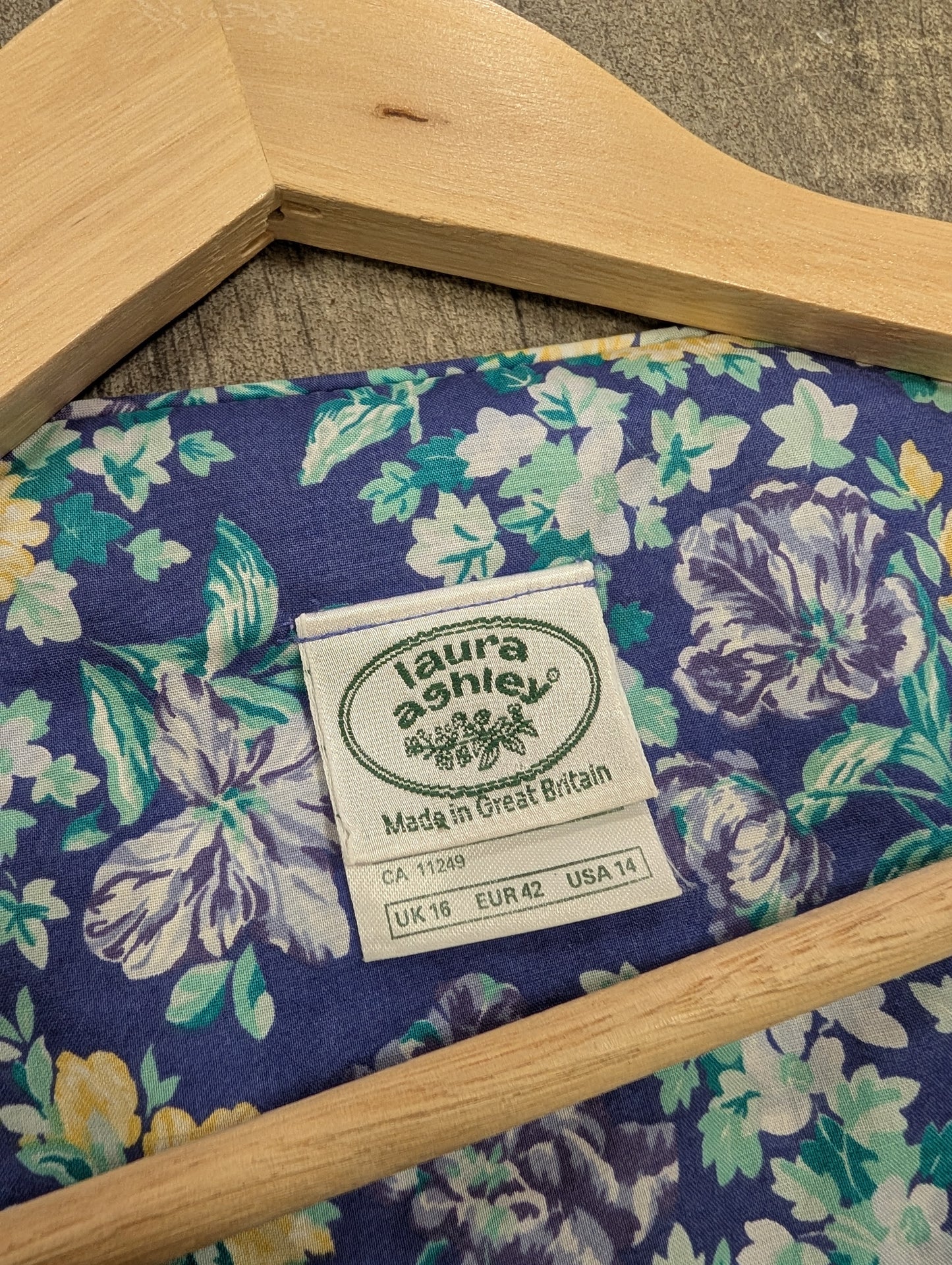 1980s Laura Ashley blue floral cotton dress - M/12