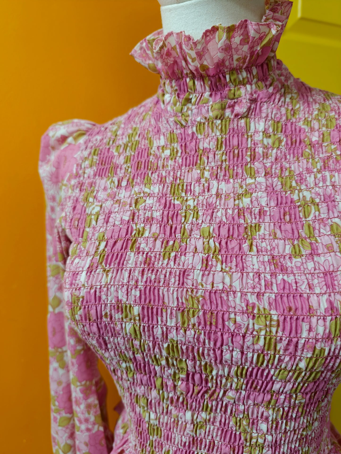 60s/70s pink floral maxi dress - XS/6