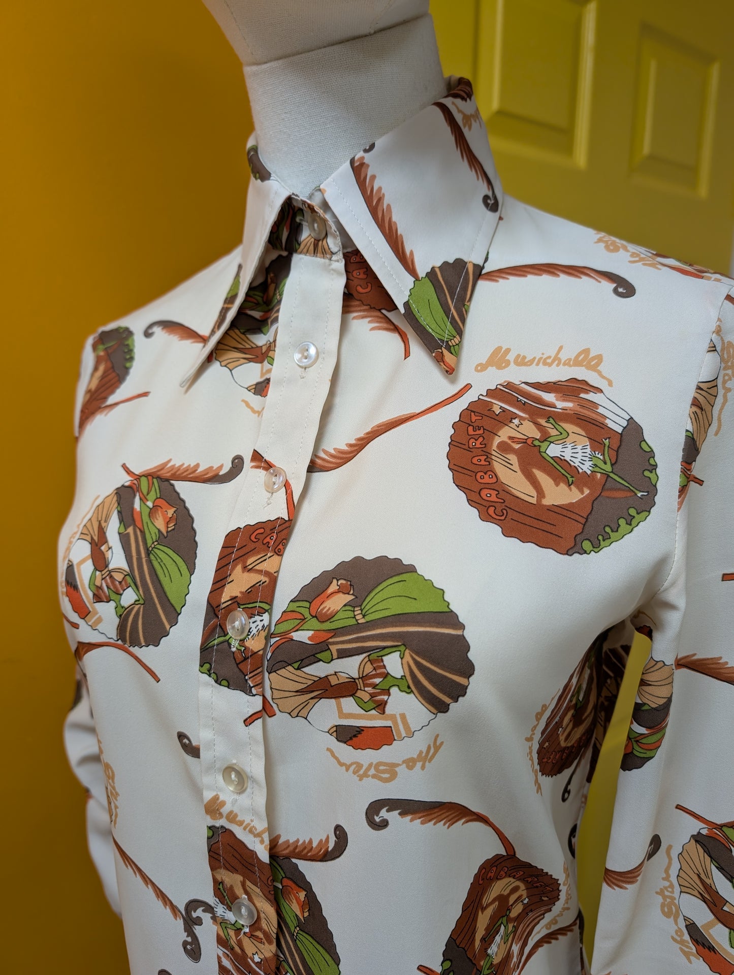 1970s Miss Pigalle novelty cabaret print shirt - XS/S