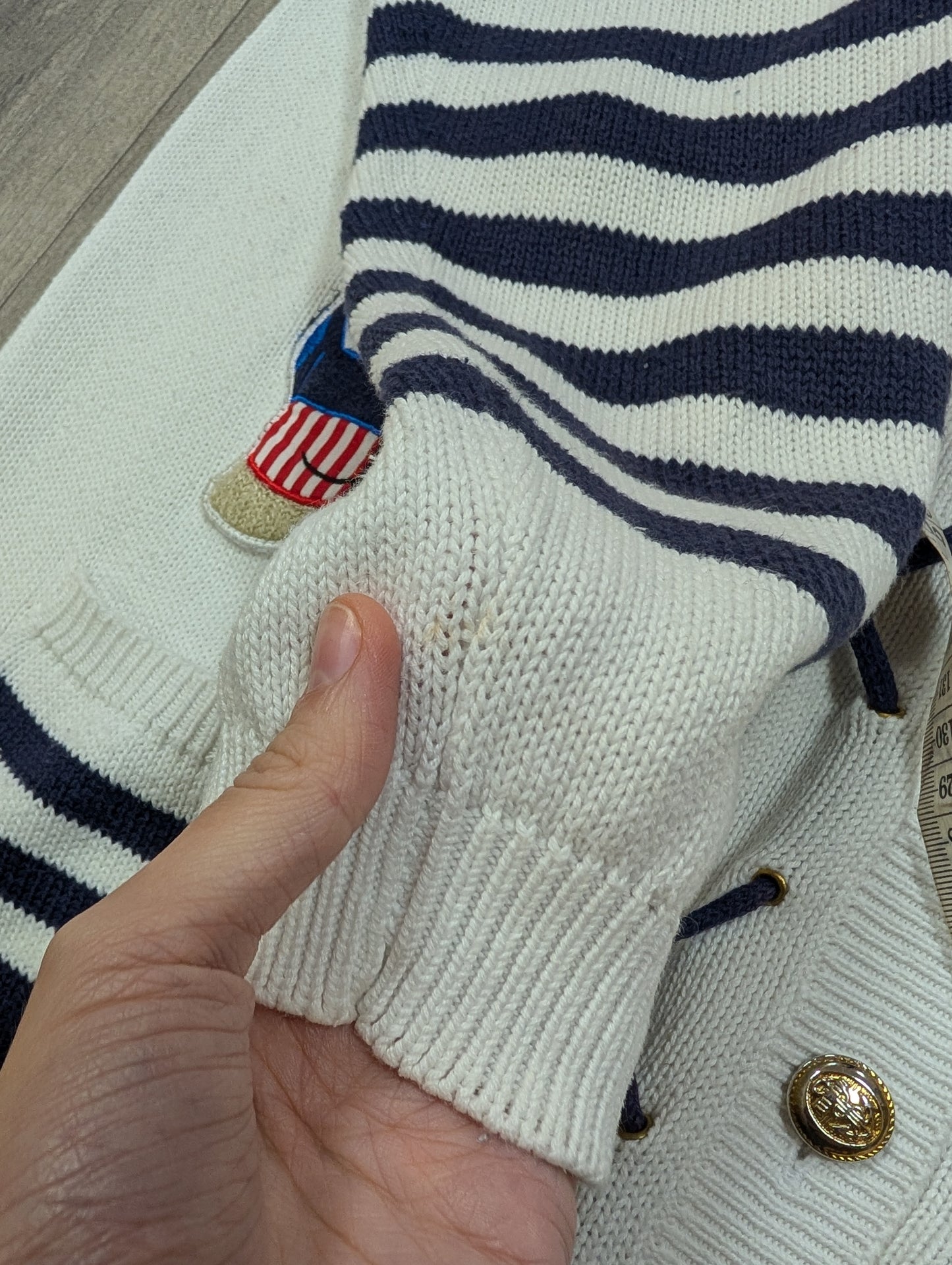 1990s Rene Derhy novelty sailor cotton cardigan - L