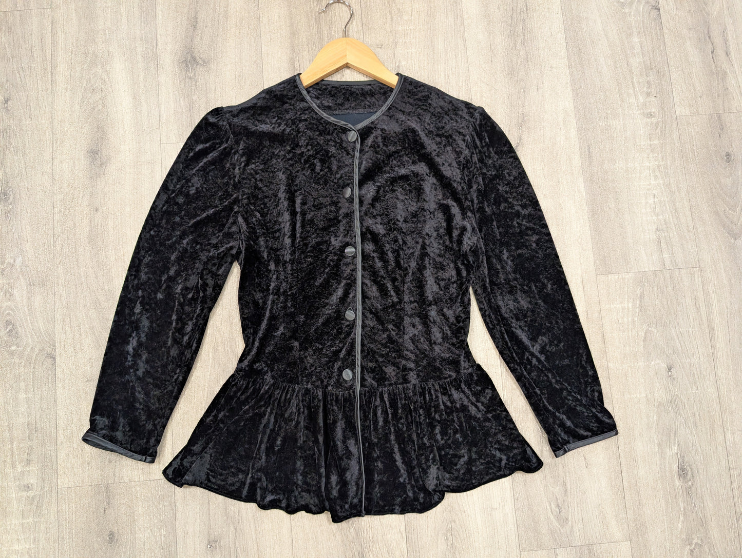 1980s St Michael black velvet peplum top - S/10