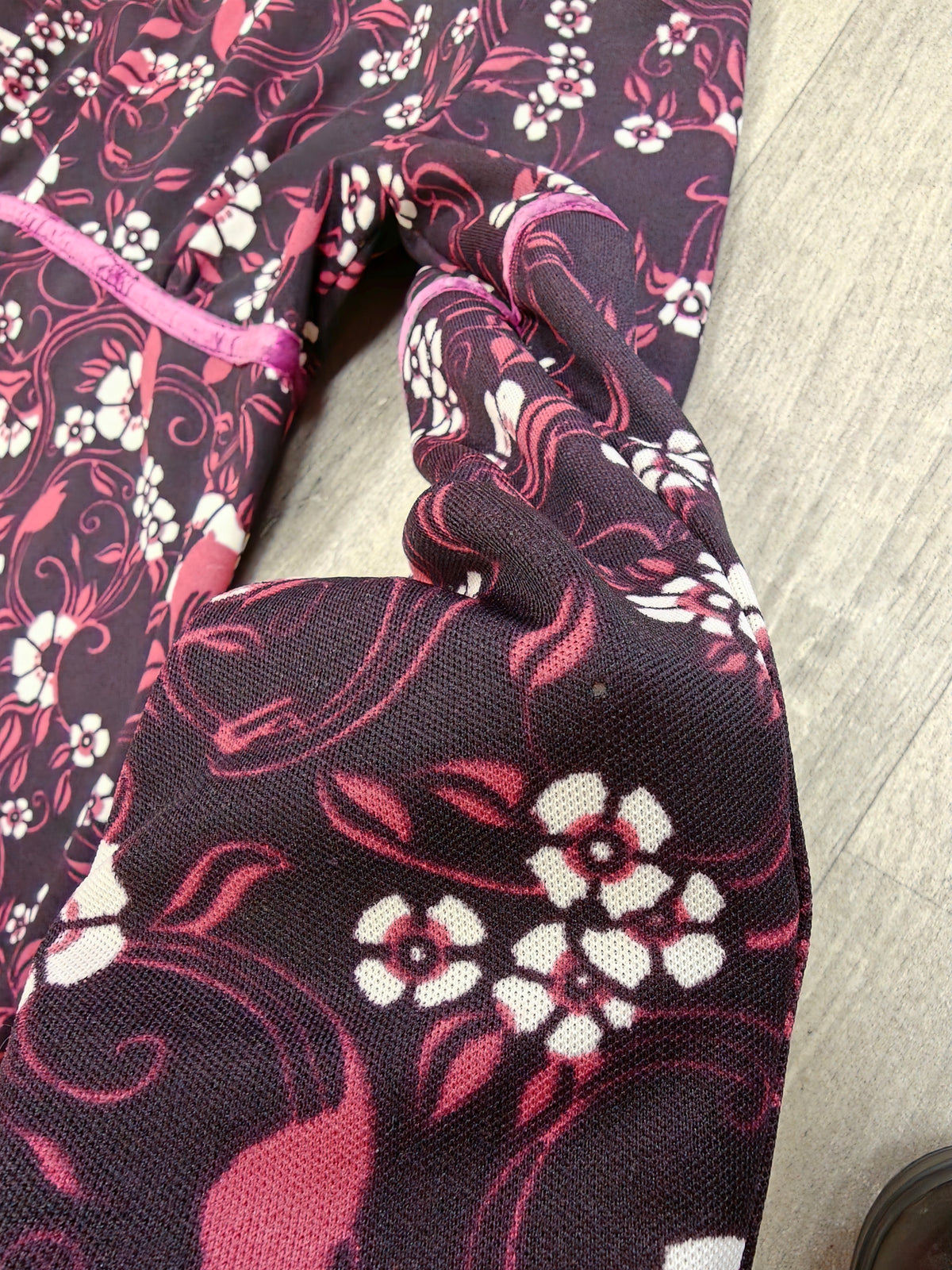 1970s floral maxi dress with velvet trim - M/12