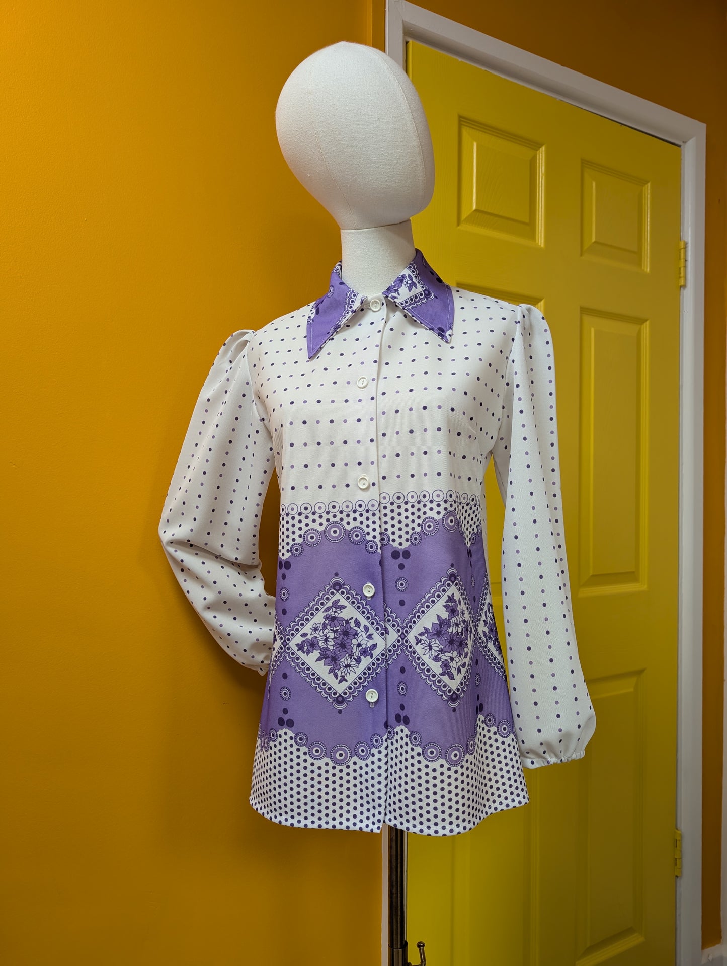 1970s purple/white shirt - S