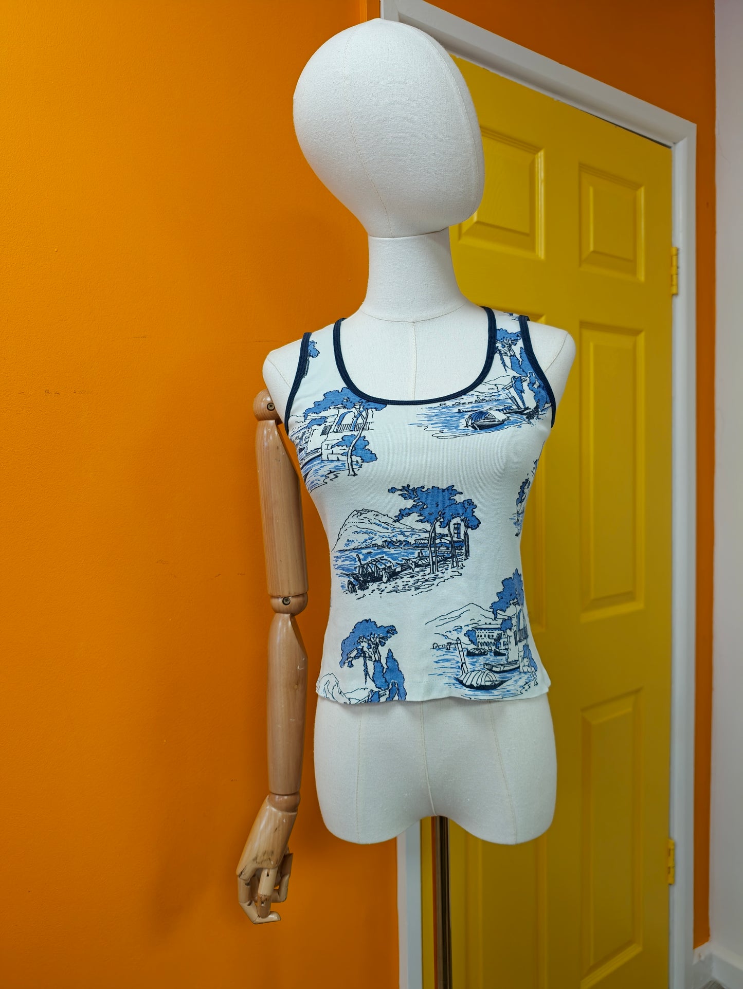 1970s St Michael novelty print cotton vest top - XS