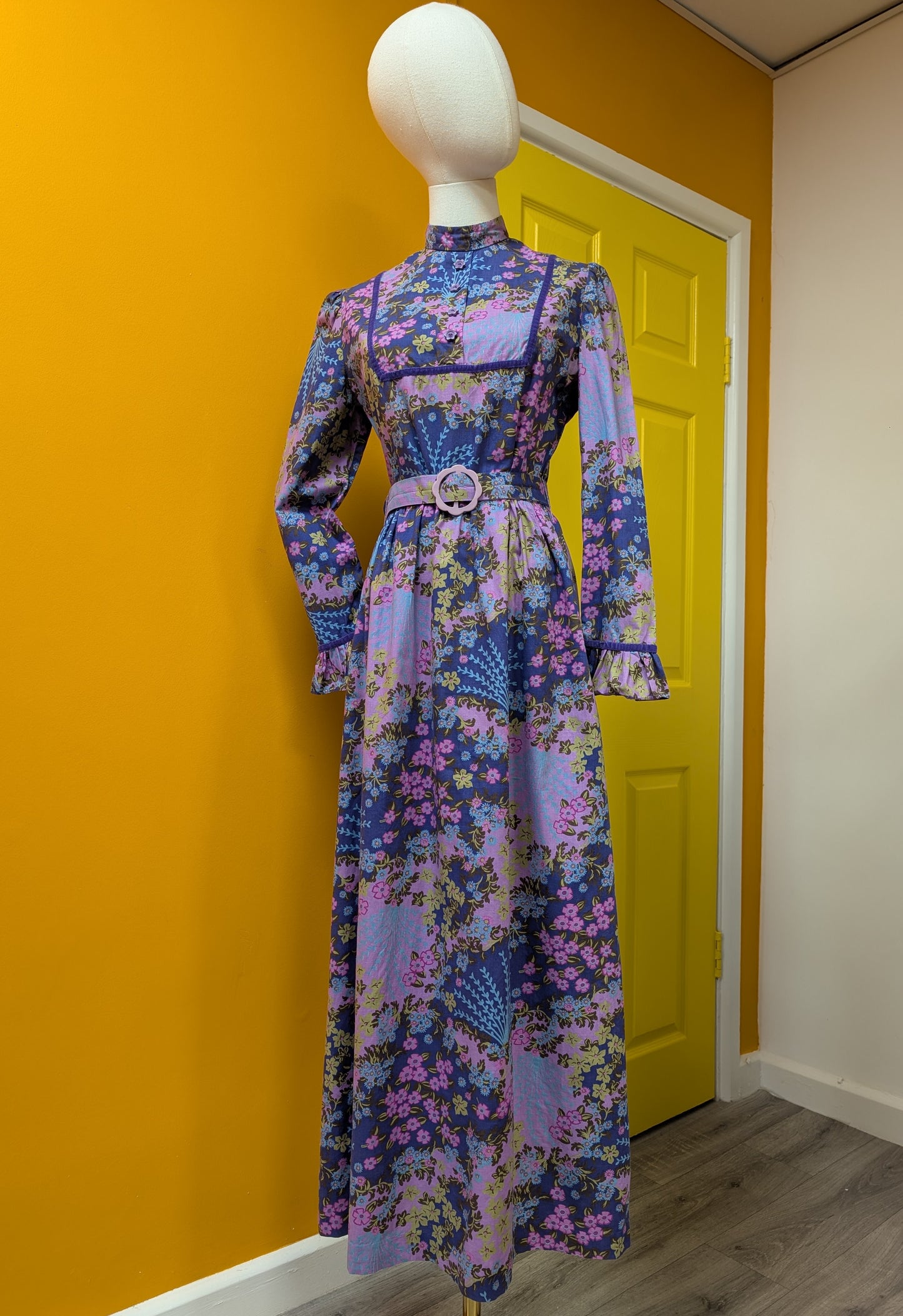 1970s psychedelic maxi dress - M/12