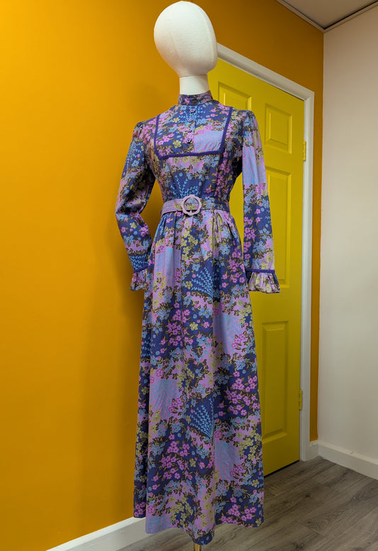 1970s psychedelic maxi dress - M/12