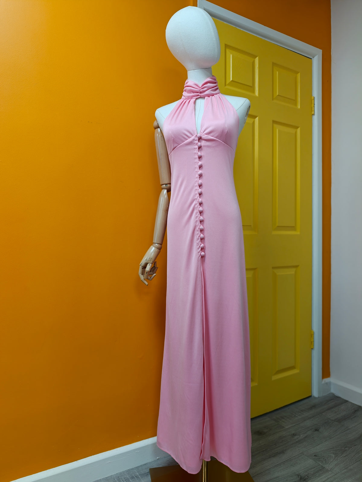 1970s pink maxi dress - XXS/XS