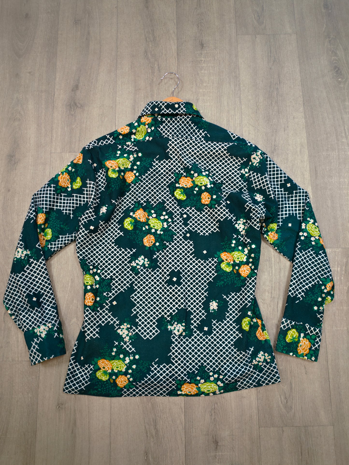 1970s Cellini floral dagger collar shirt