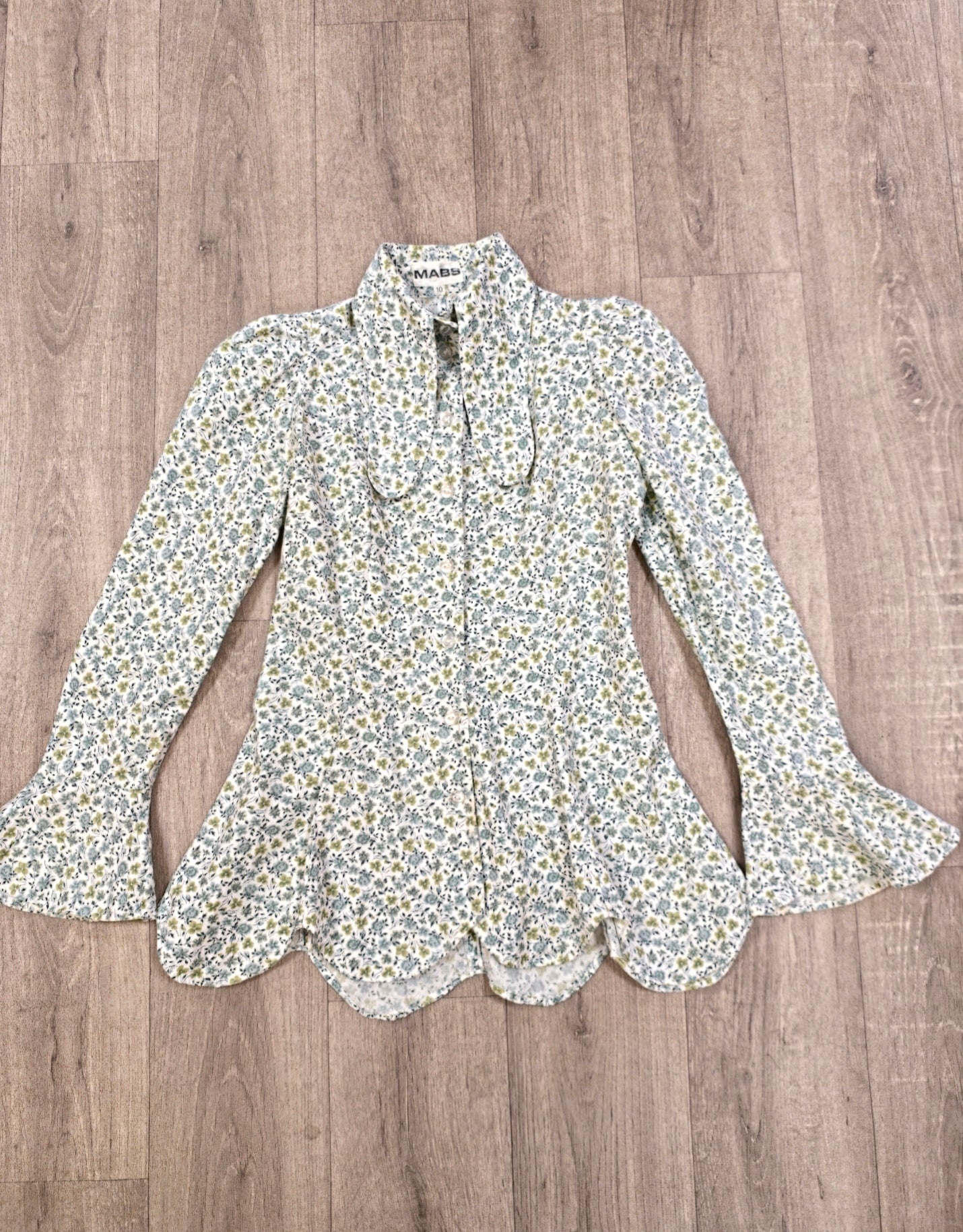 1970s Mabs cotton shirt and maxi skirt - XS/S