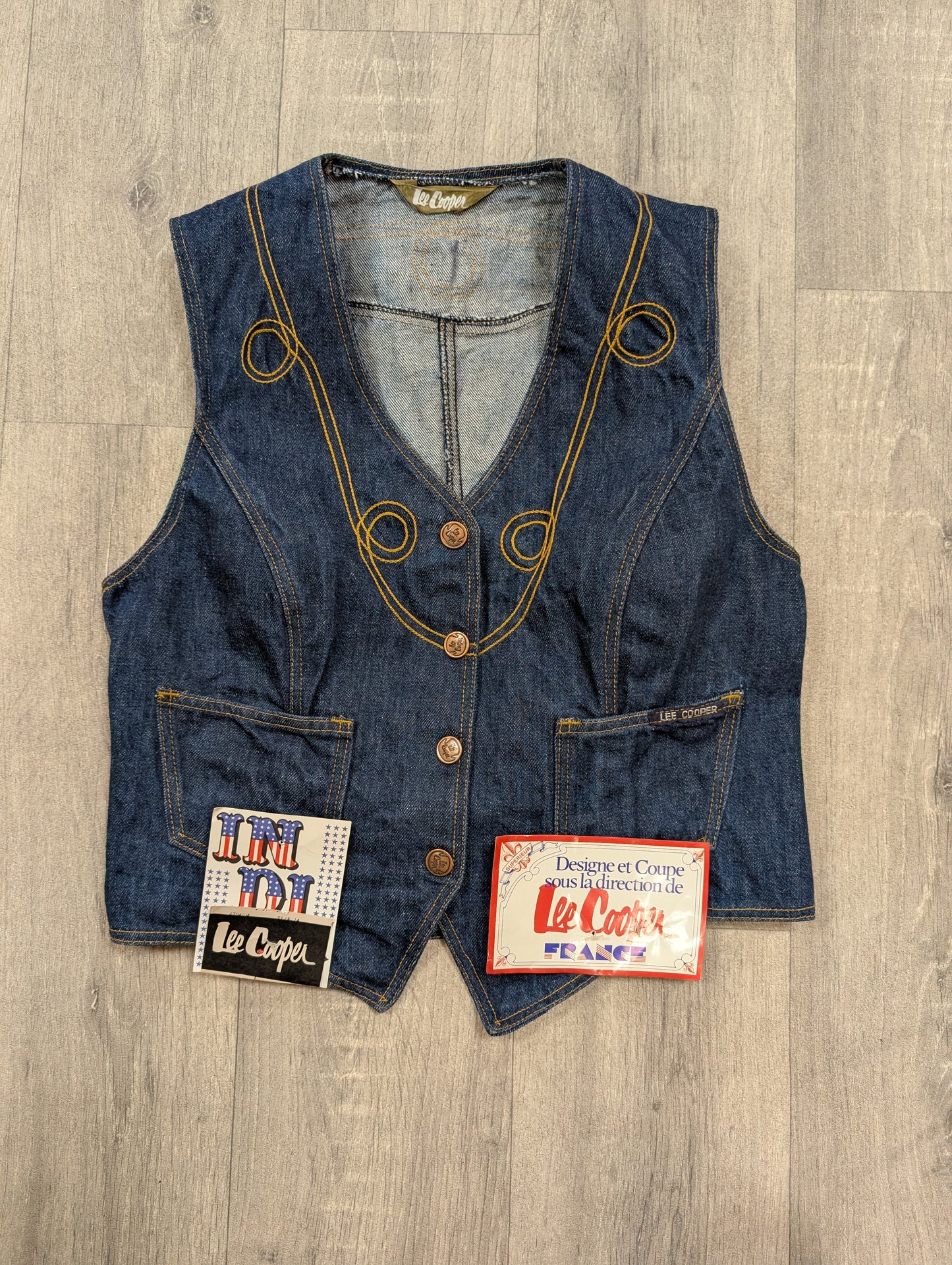Deadstock 1970s Lee Cooper embroidered denim waistcoat - S/10