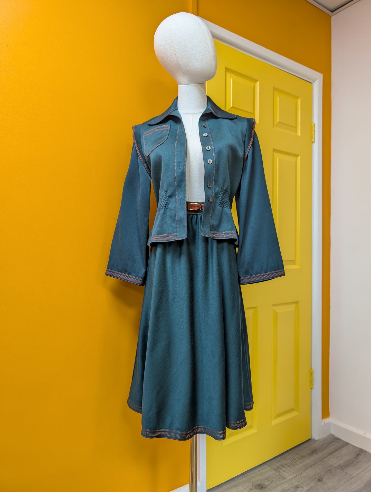 1970s Jean & Martin Pallant green wool suit - XS/S/6/8