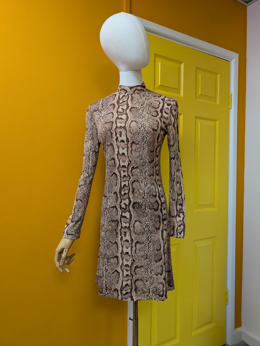 1960s snakeskin print mini dress - S/8