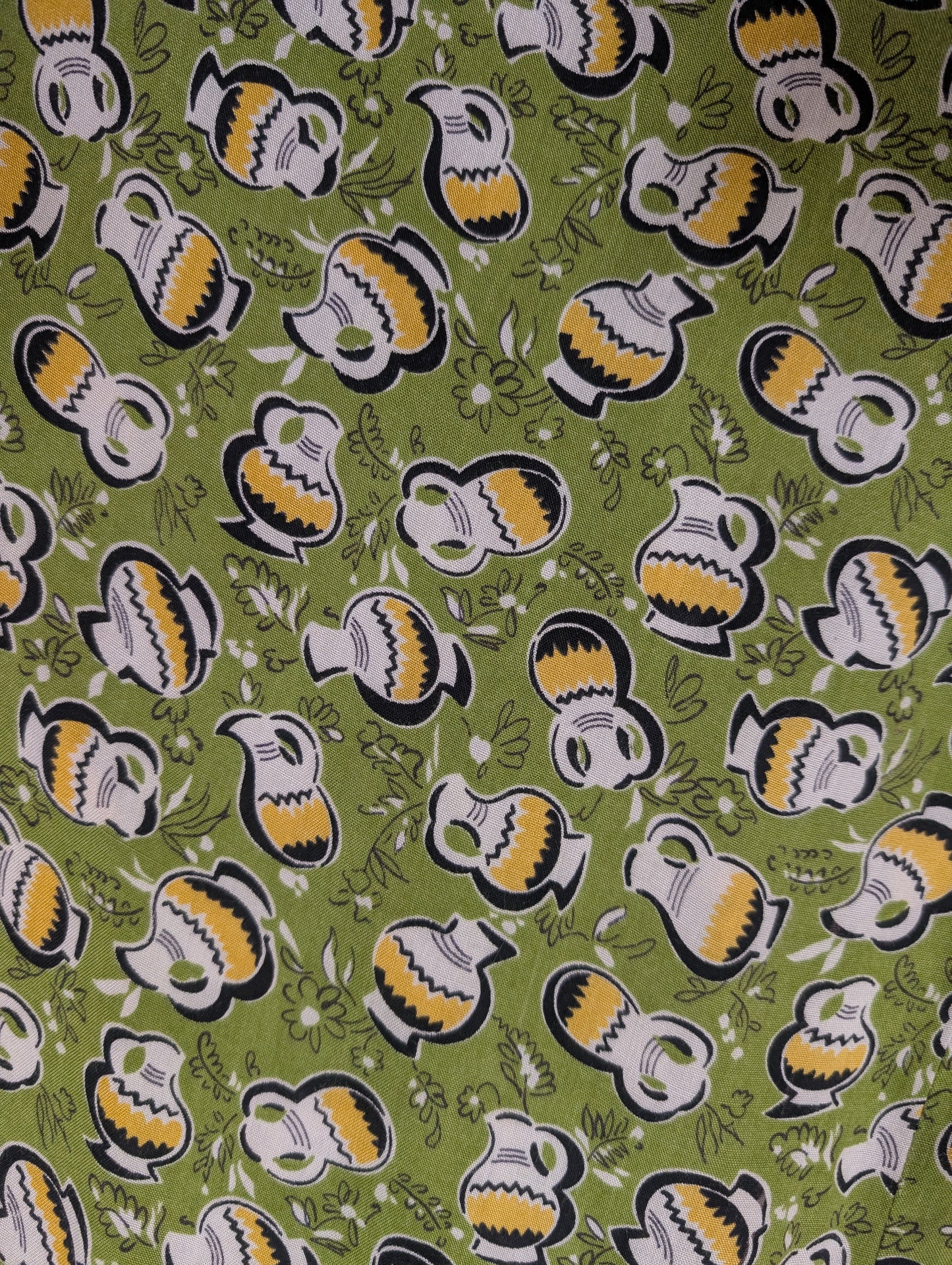 1970s Miss Mouse green & yellow novelty print dress - S/8