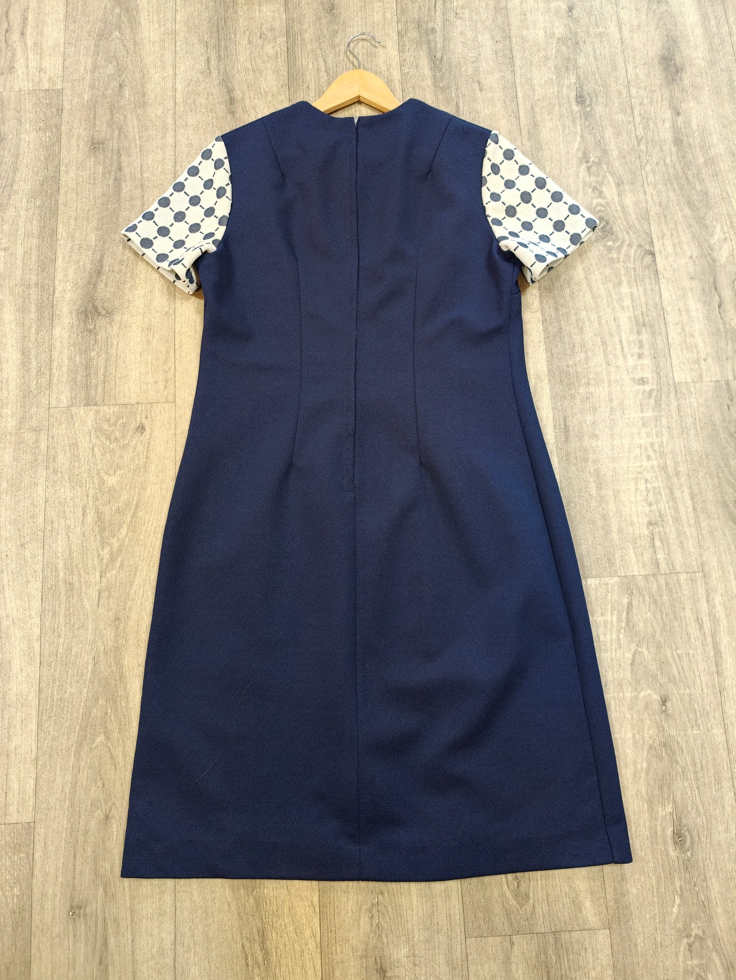 1960s Leygil navy blue crimplene dress - M/14