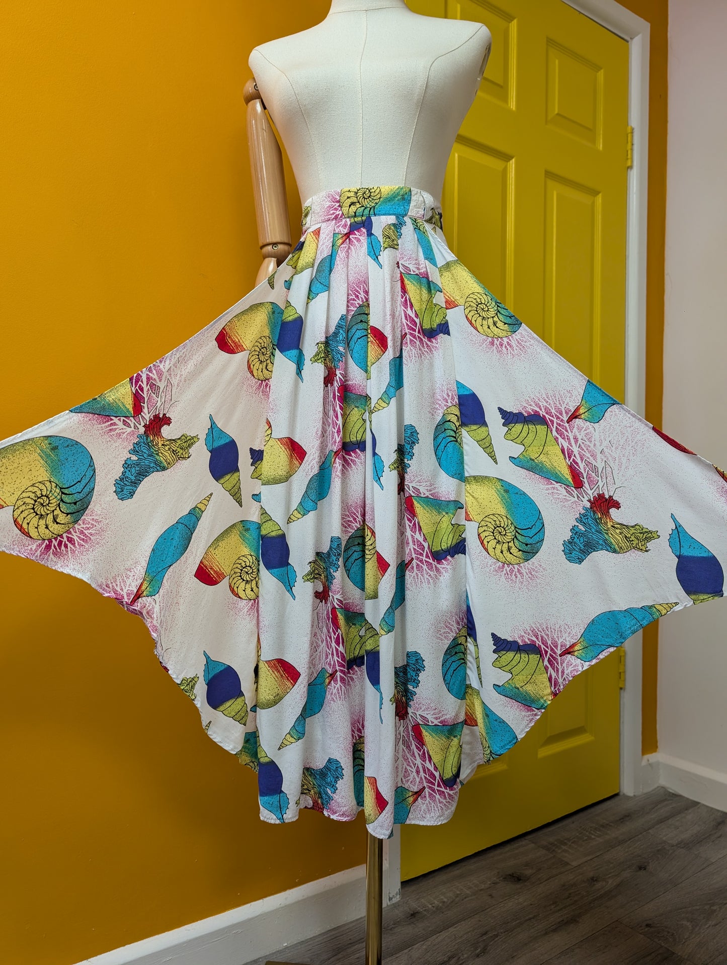 1980s novelty seashell print skirt - 30" waist