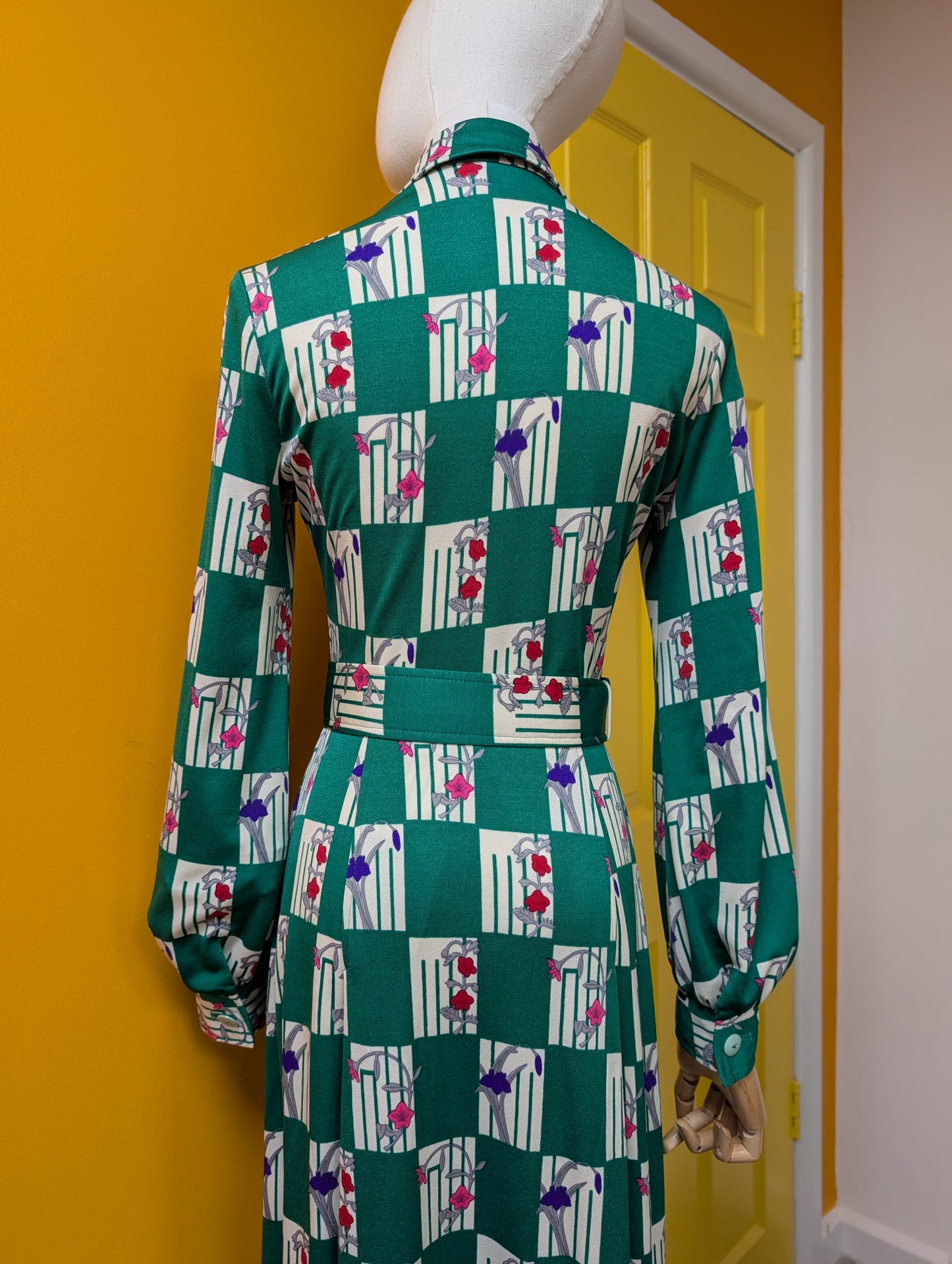 1970s Hanae Mori Ban-Lon by Vivid dress & belt - XS/S/6/8