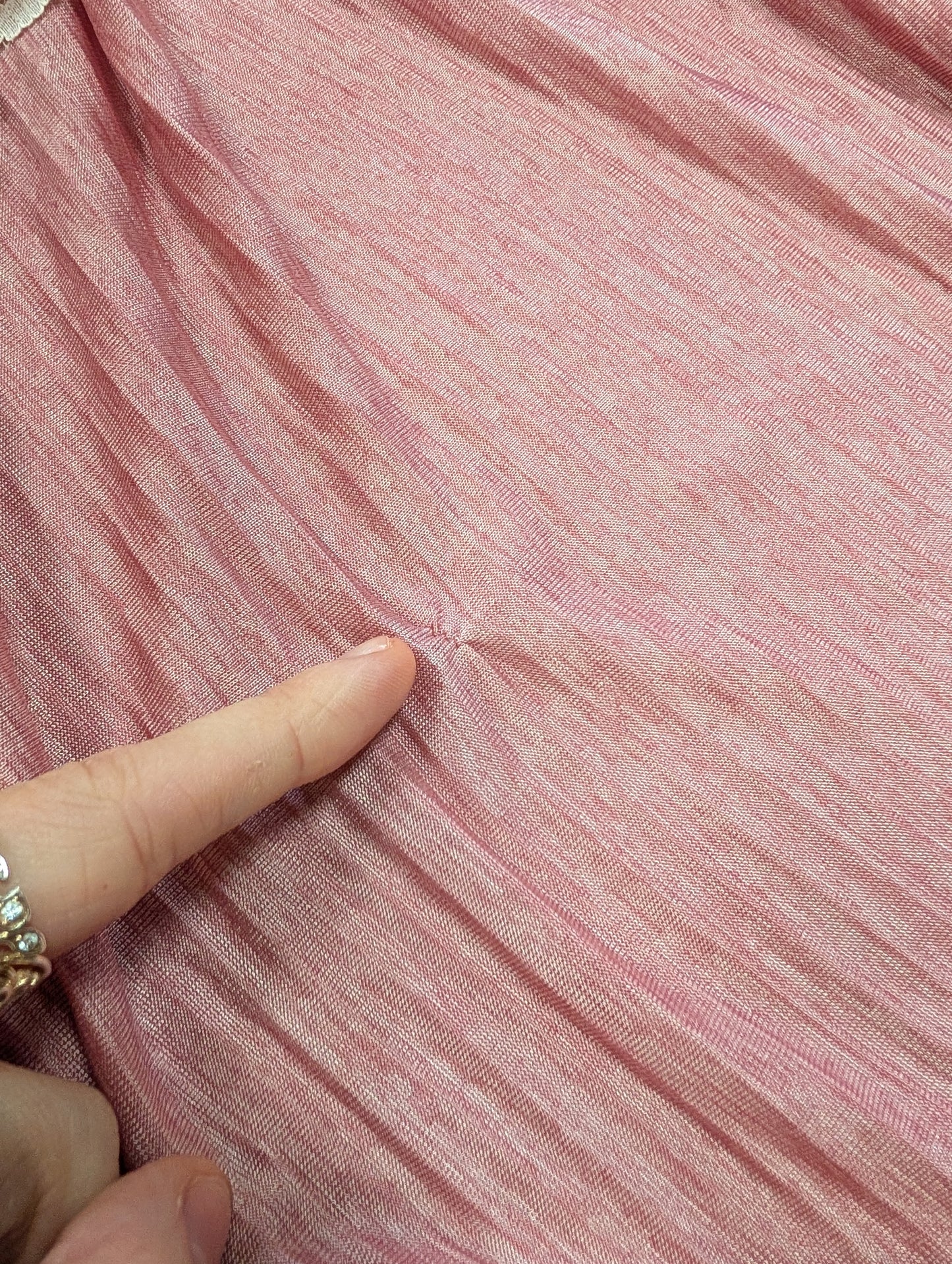 1970s Hershelle Young Mayfair dusky pink lace trim blouse - XS/S