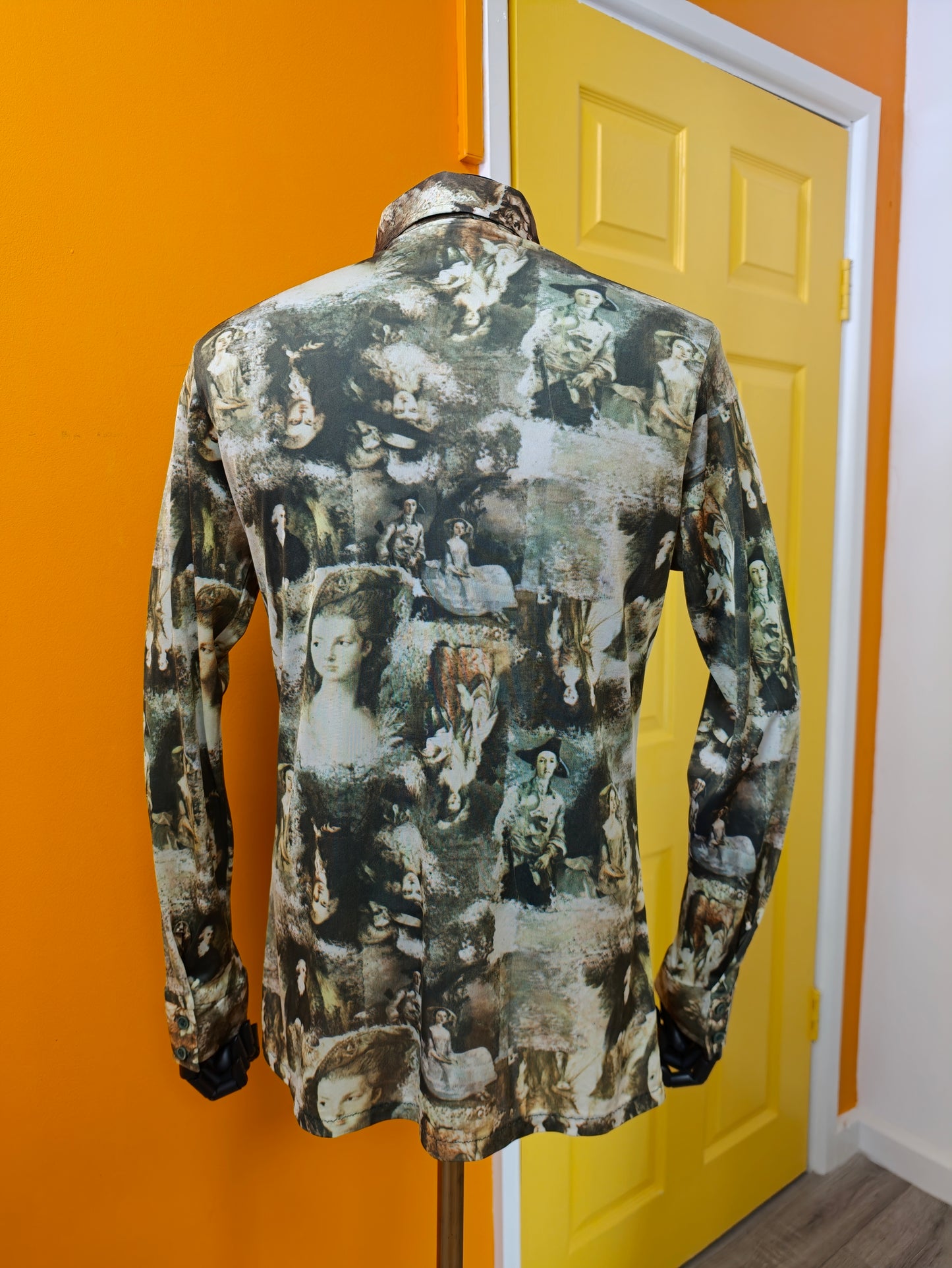 1970s Kennington novelty print dagger collar shirt