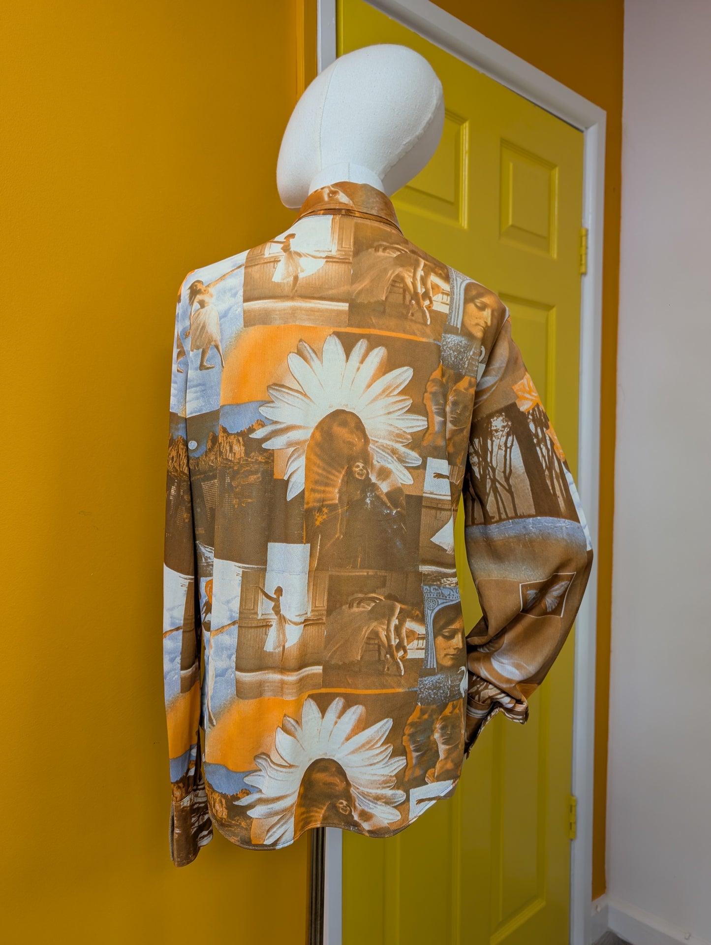 1970s Lane Bryant tall shop novelty photo print shirt - L