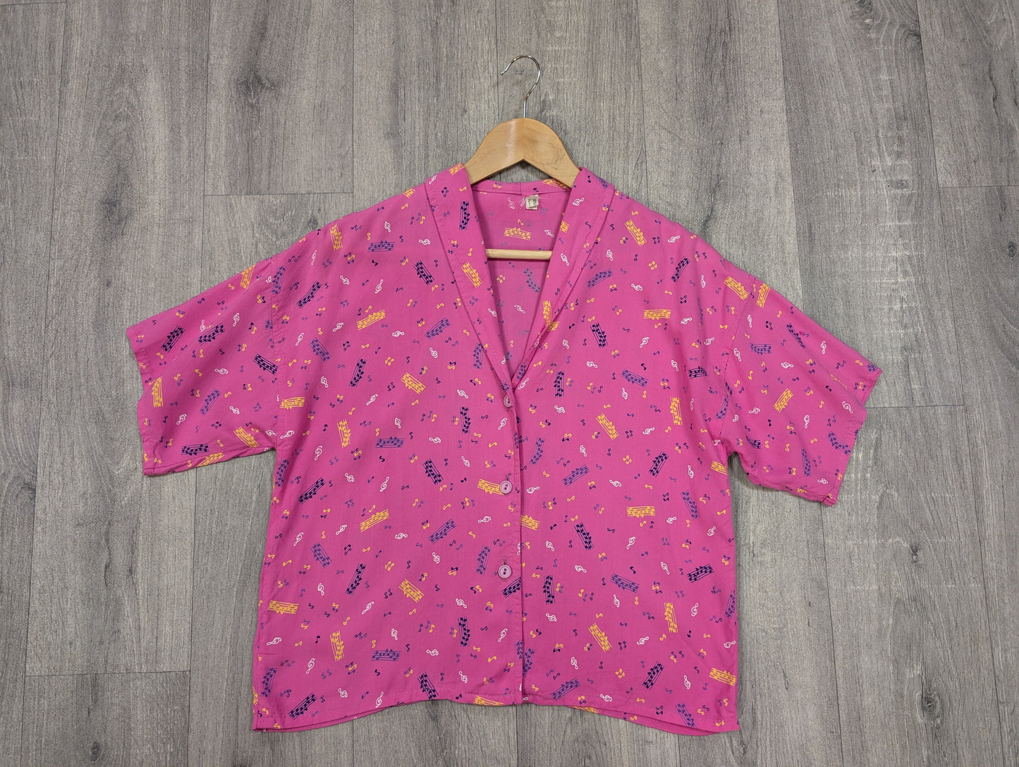 1980s novelty music note print shirt - S