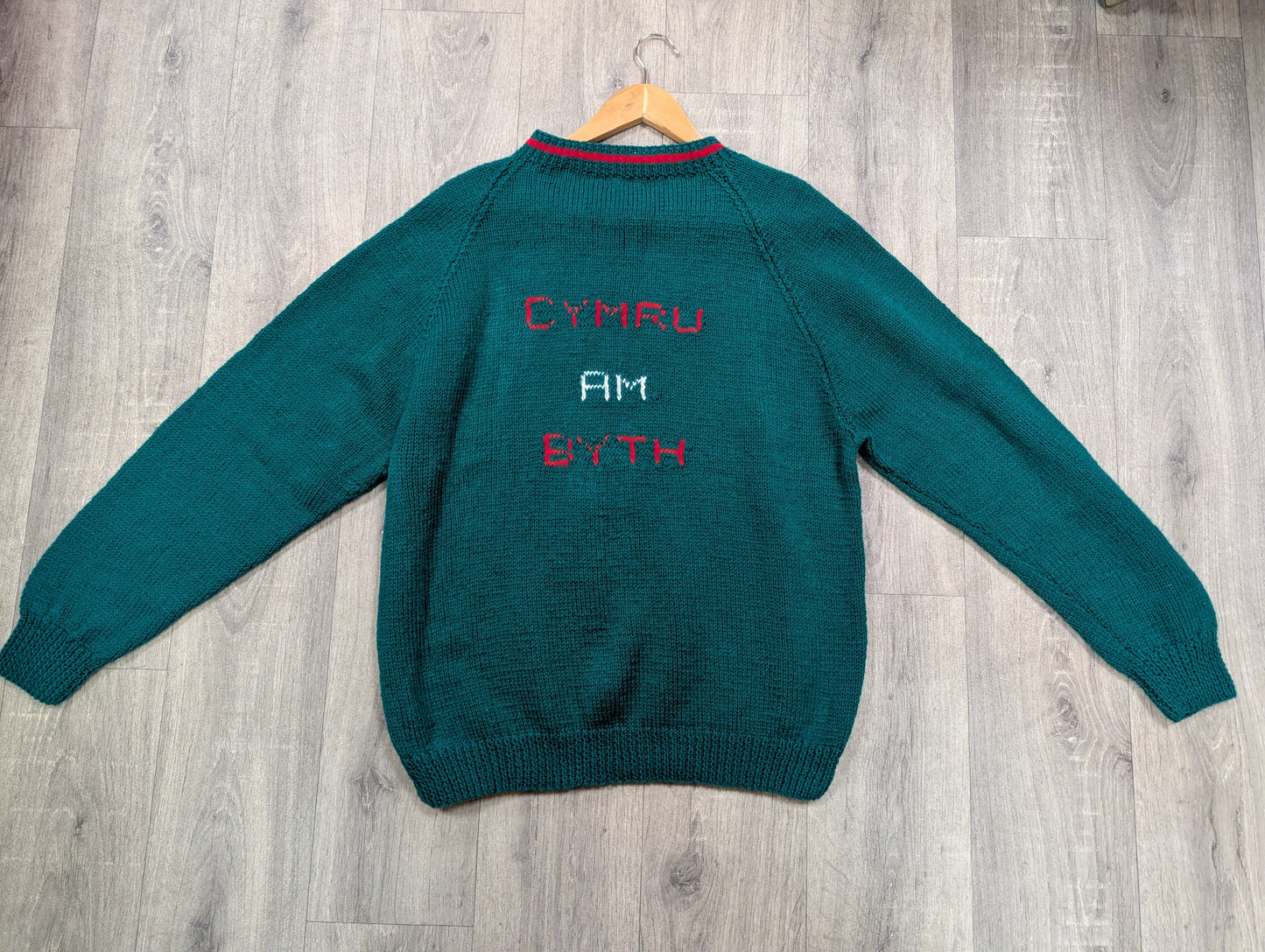 Hand knitted Wales Cymru Am Byth jumper
