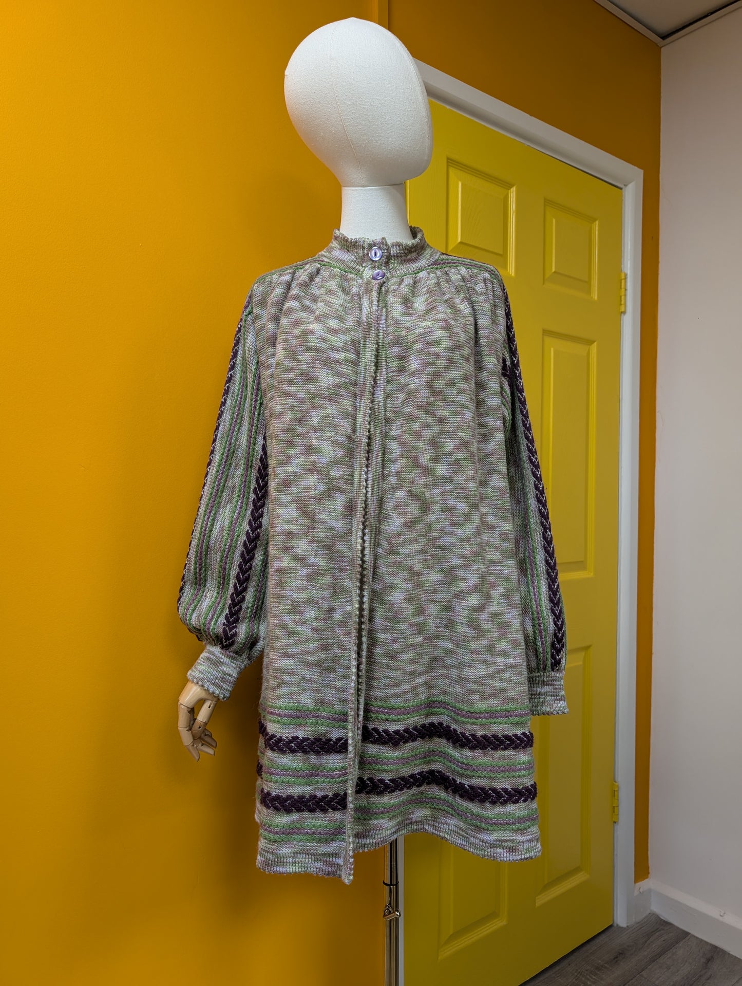1970s Annie Cossins hand loomed wool blend cardigan