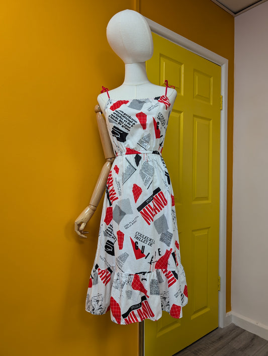 70s/80s novelty print cotton dress - XS/S