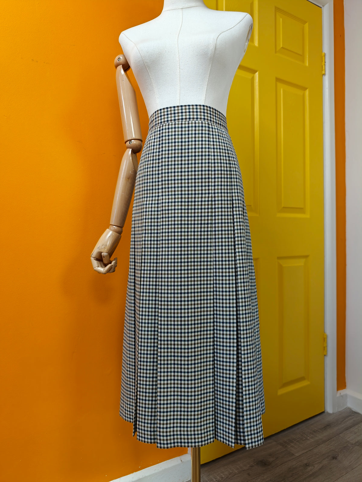 1980s Laird Portch check wool blend skirt - 30" waist