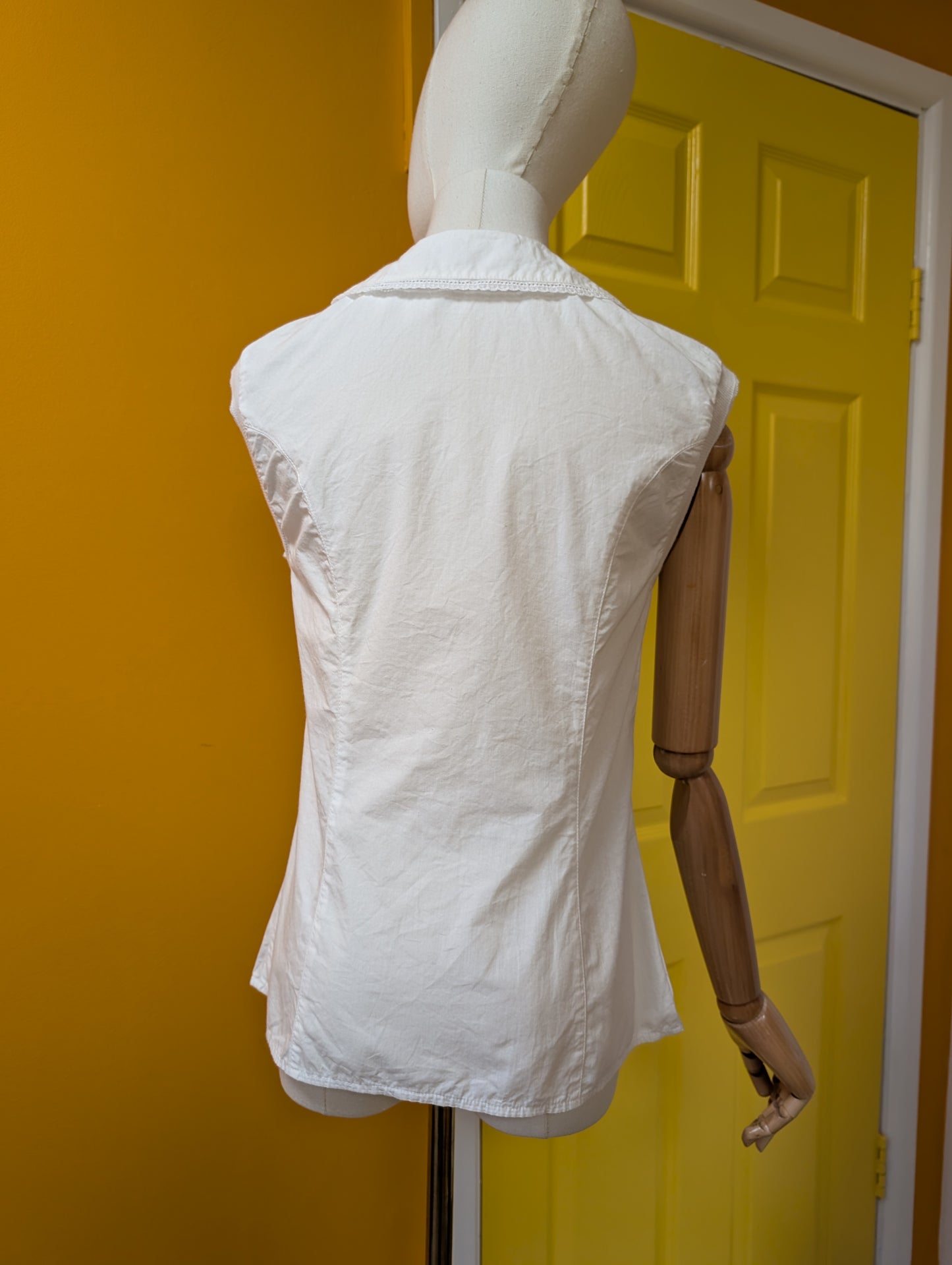 1980s Fred Perry white cotton blouse - XS