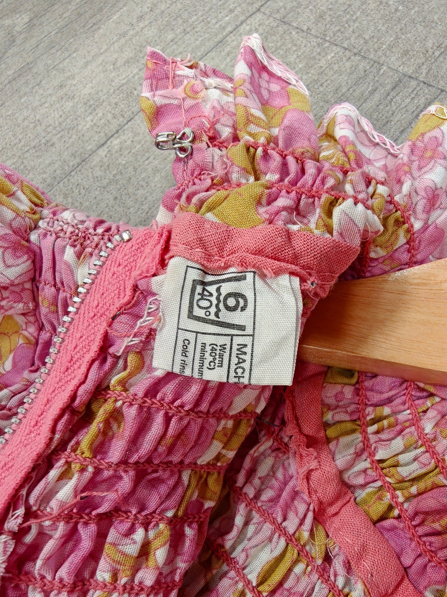 60s/70s pink floral maxi dress - XS/6