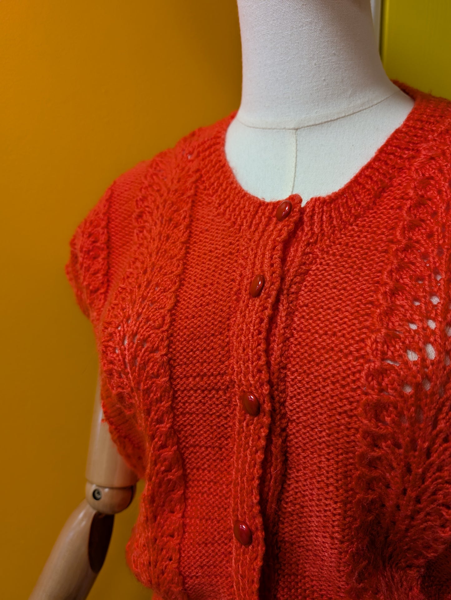 Hand knitted coral cardigan - XS