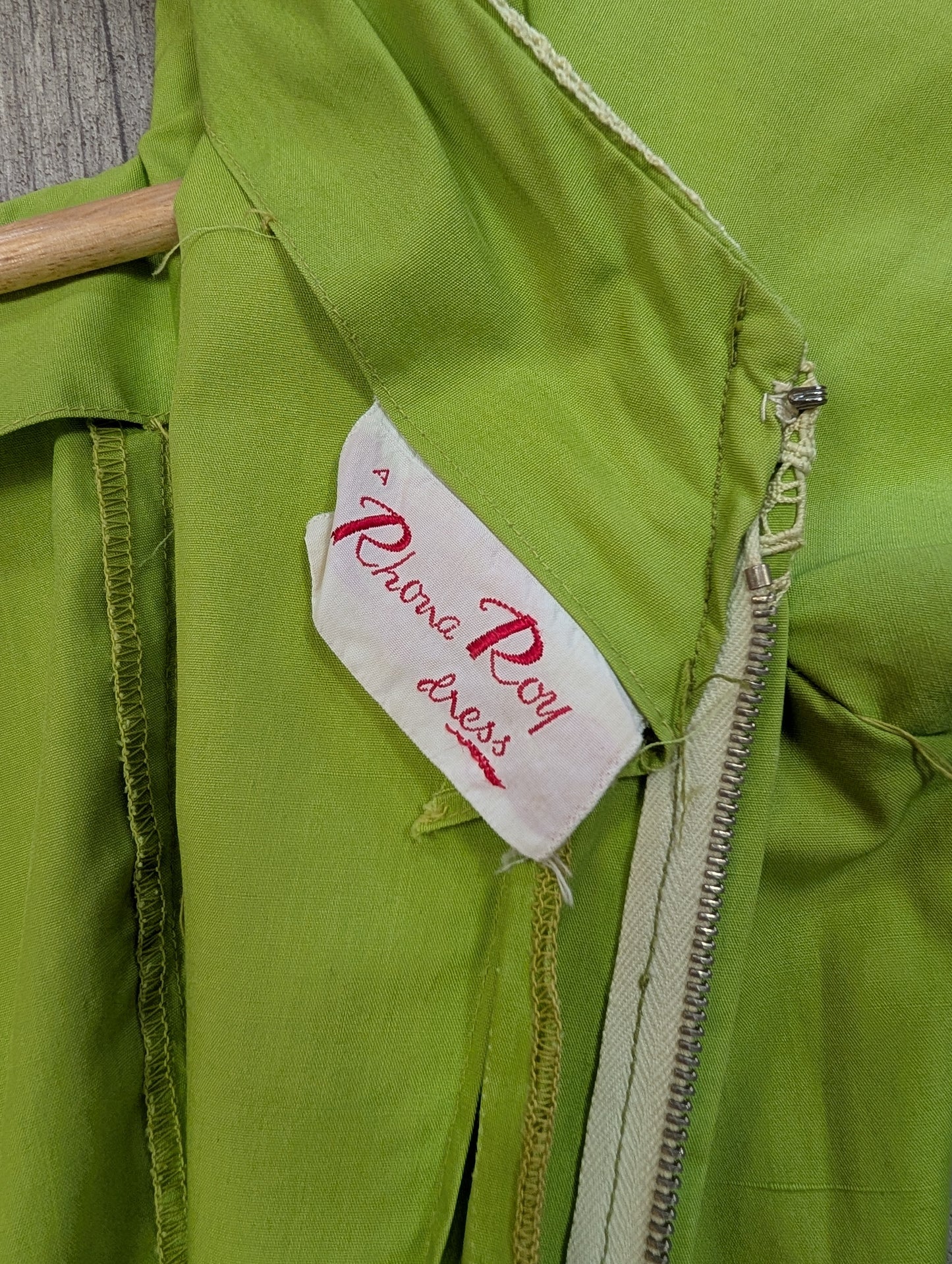 1950s Rhona Roy green cotton dress - XS/S/6/8