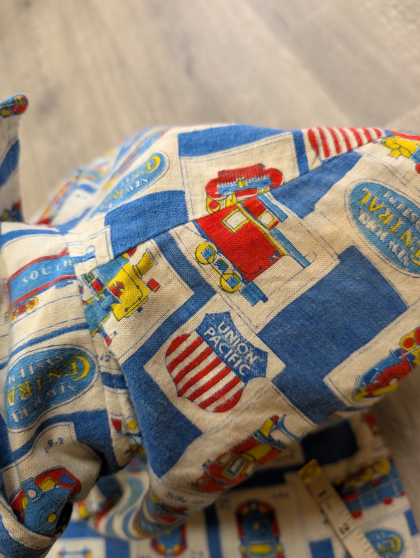 1960s Prest-Rite novelty train print cotton flannel shirt