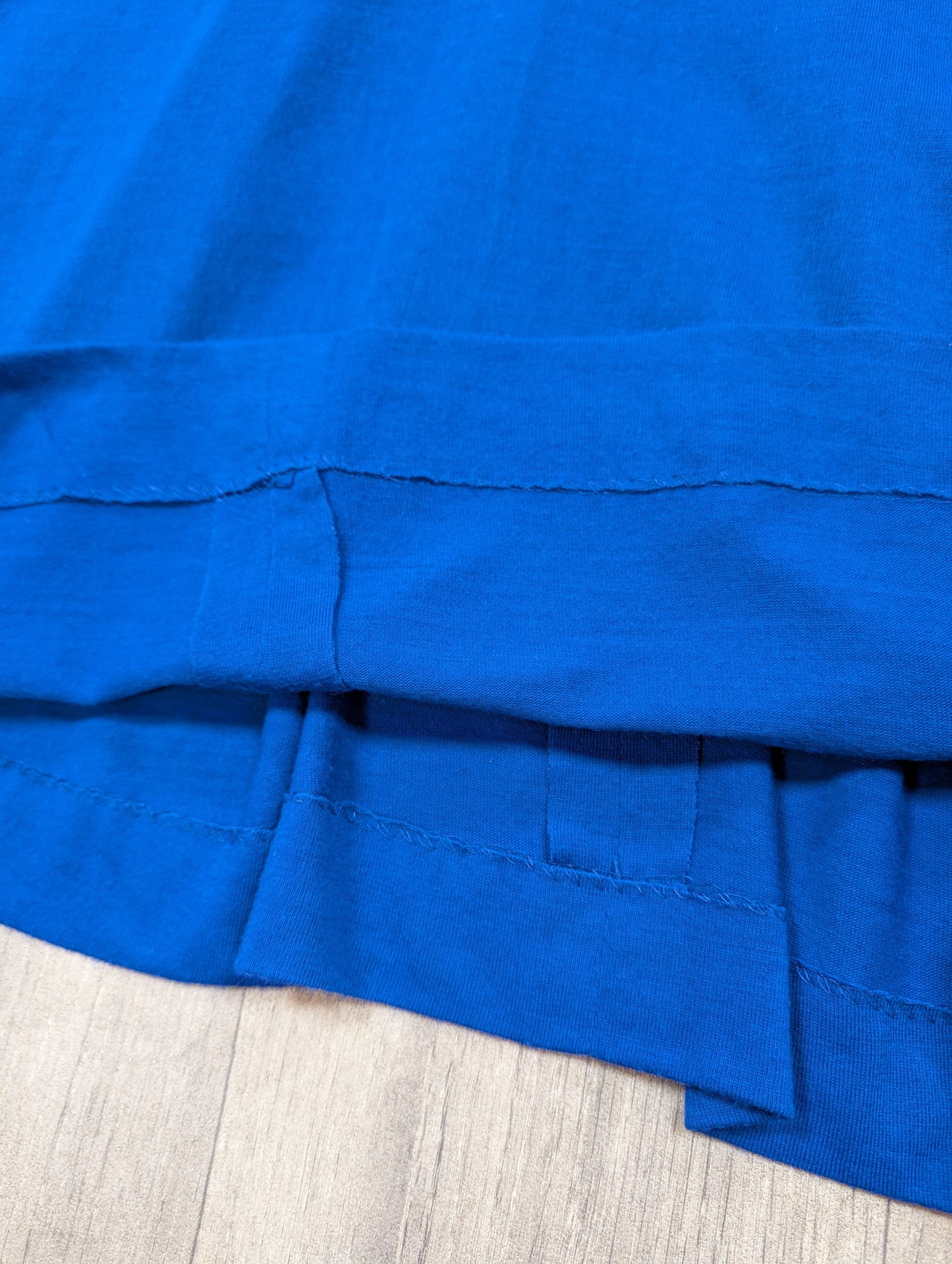 1970s Wallis blue dress with black floral trim - XS/S/6/8