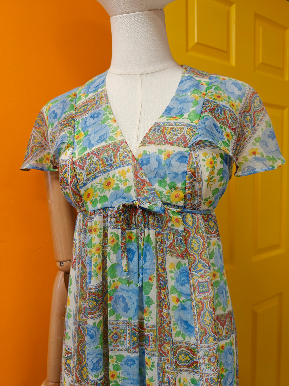 1970s floral maxi dress - M/12
